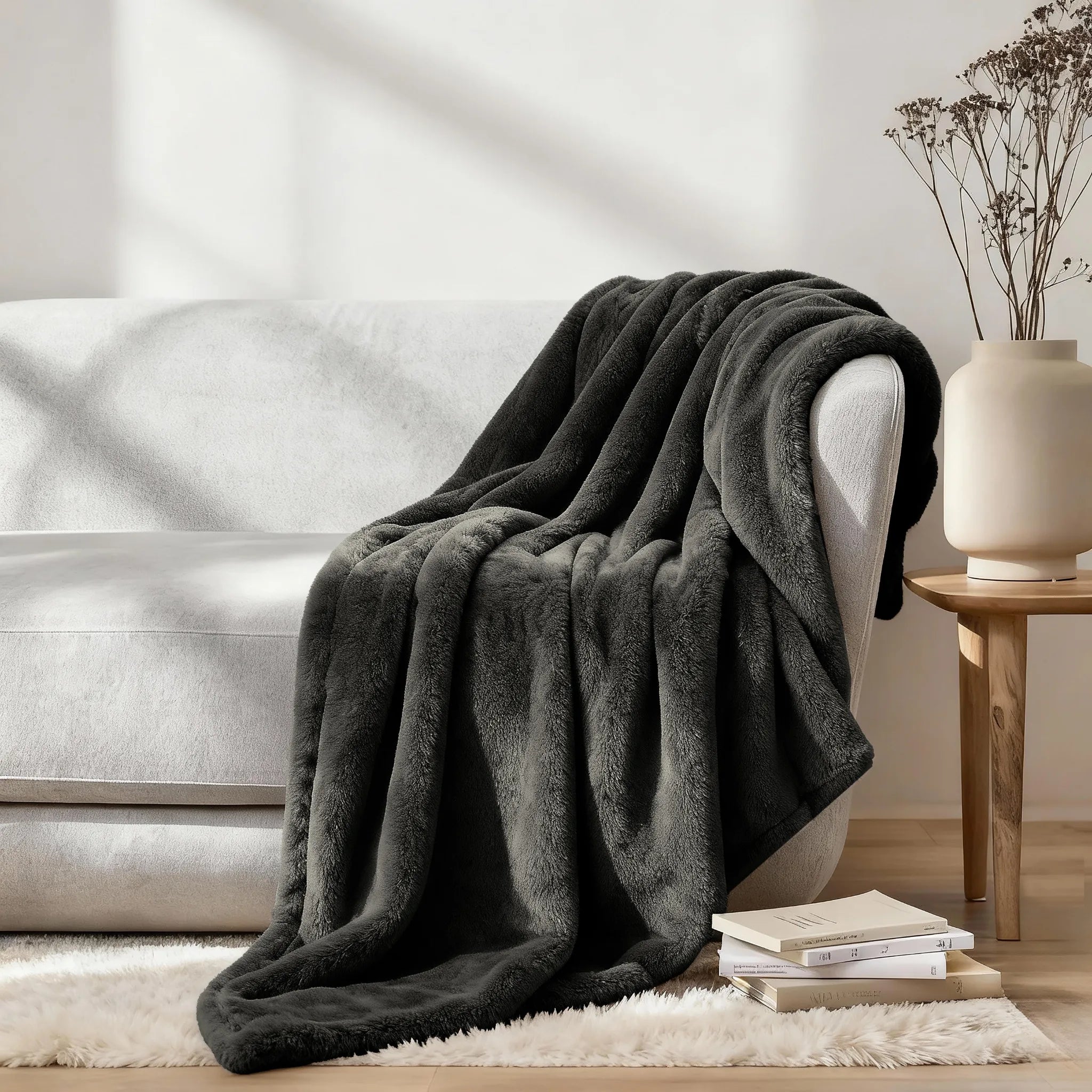 Fleece Plush Medium Weight Fluffy Soft Solid Decorative Blanket