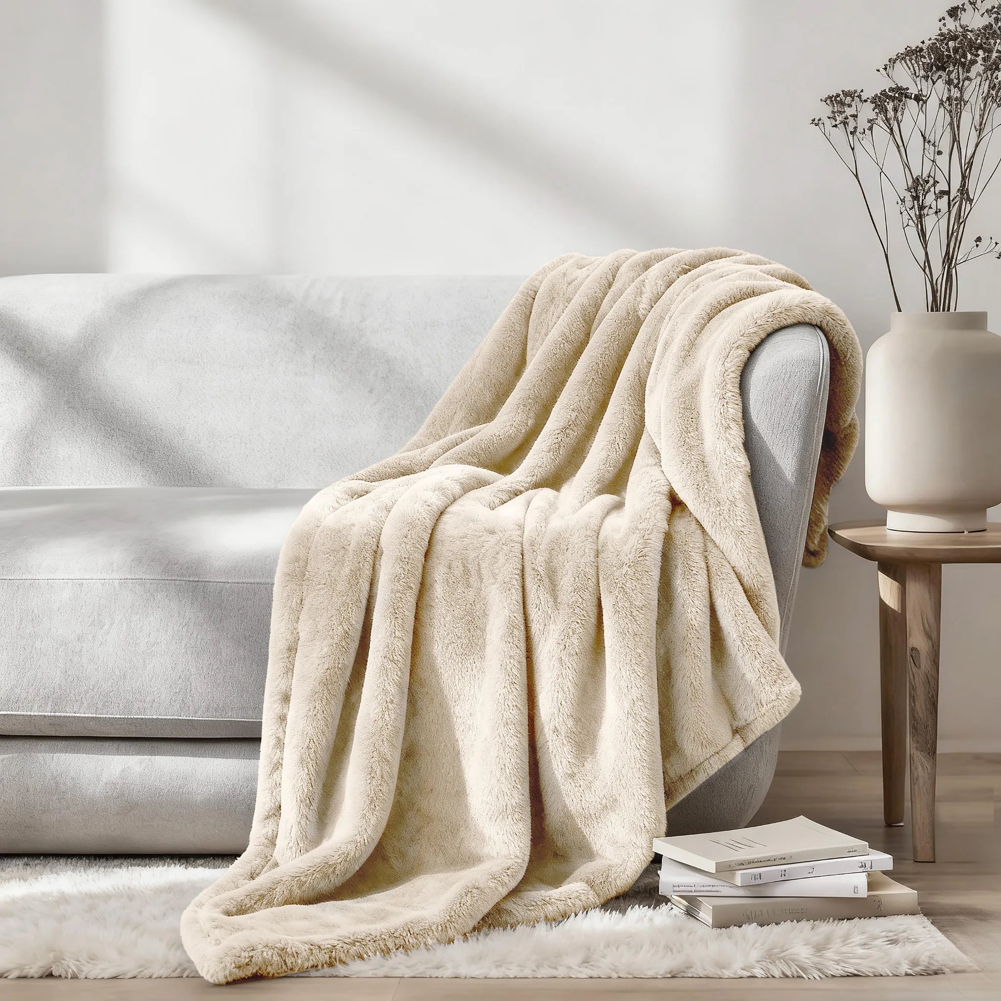 Fleece Plush Medium Weight Fluffy Soft Solid Decorative Blanket