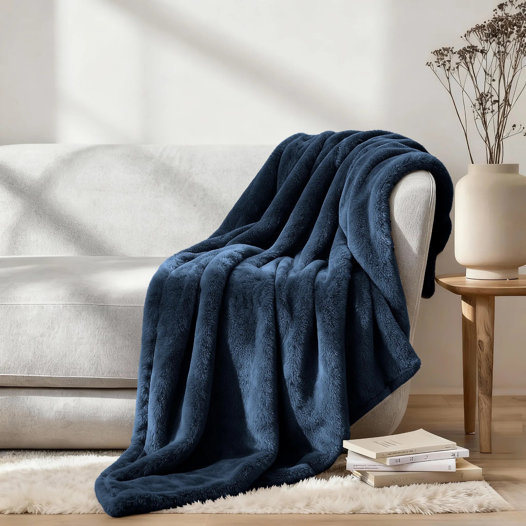 Fleece Plush Medium Weight Fluffy Soft Solid Decorative Blanket