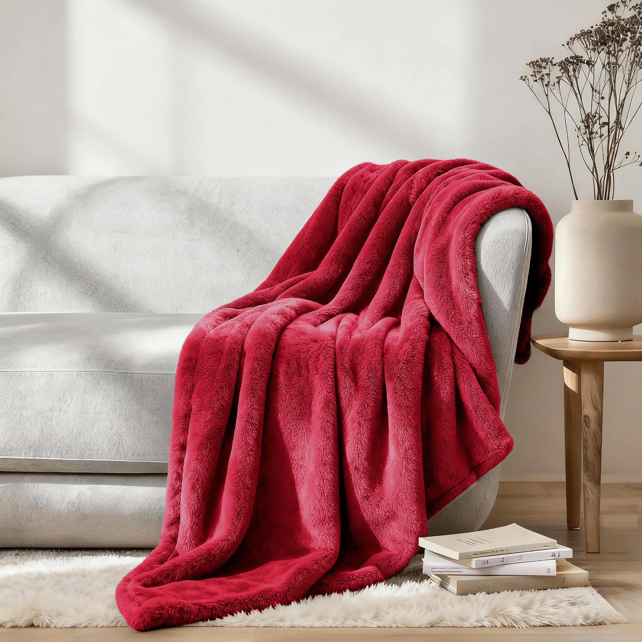 Fleece Plush Medium Weight Fluffy Soft Solid Decorative Blanket