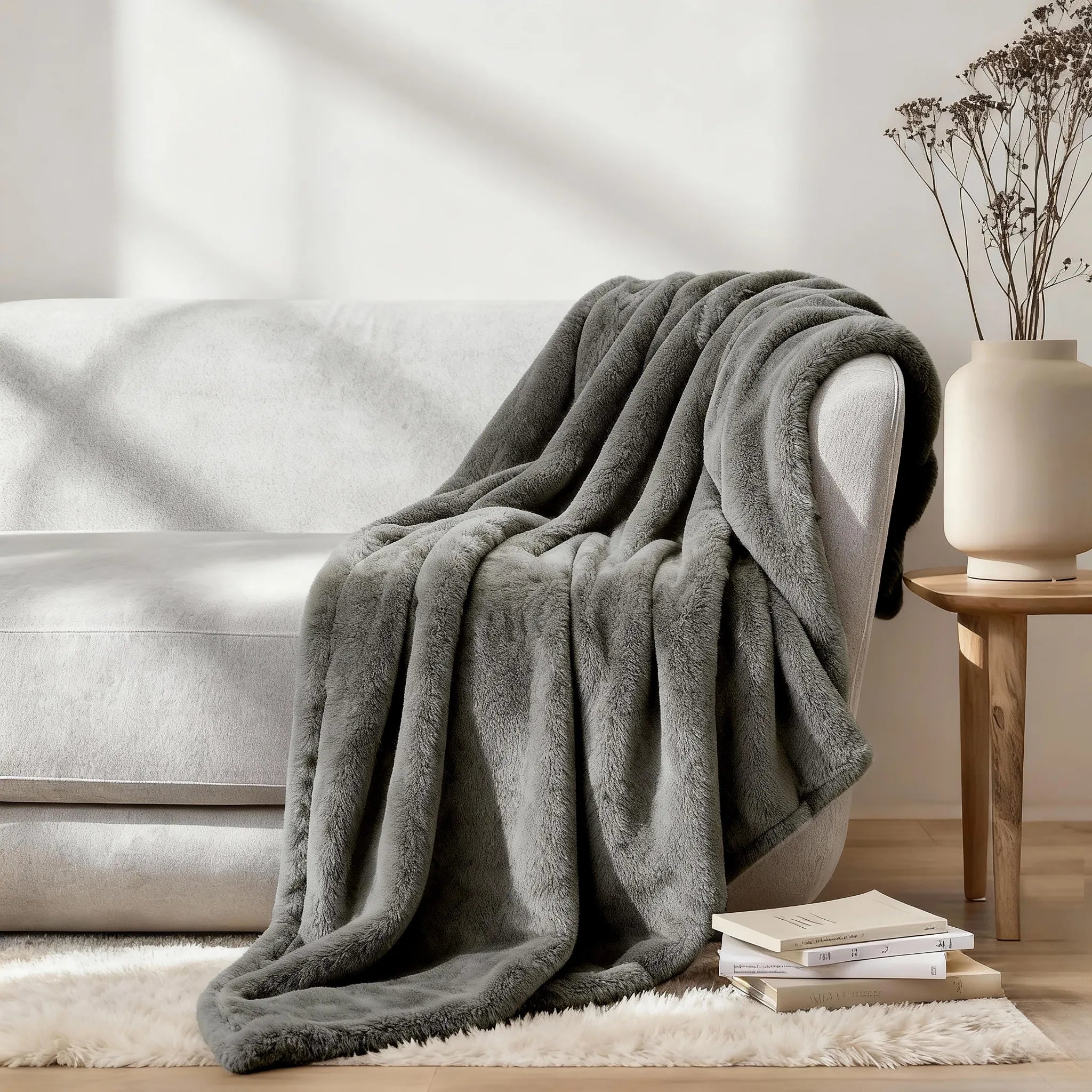 Fleece Plush Medium Weight Fluffy Soft Solid Decorative Blanket