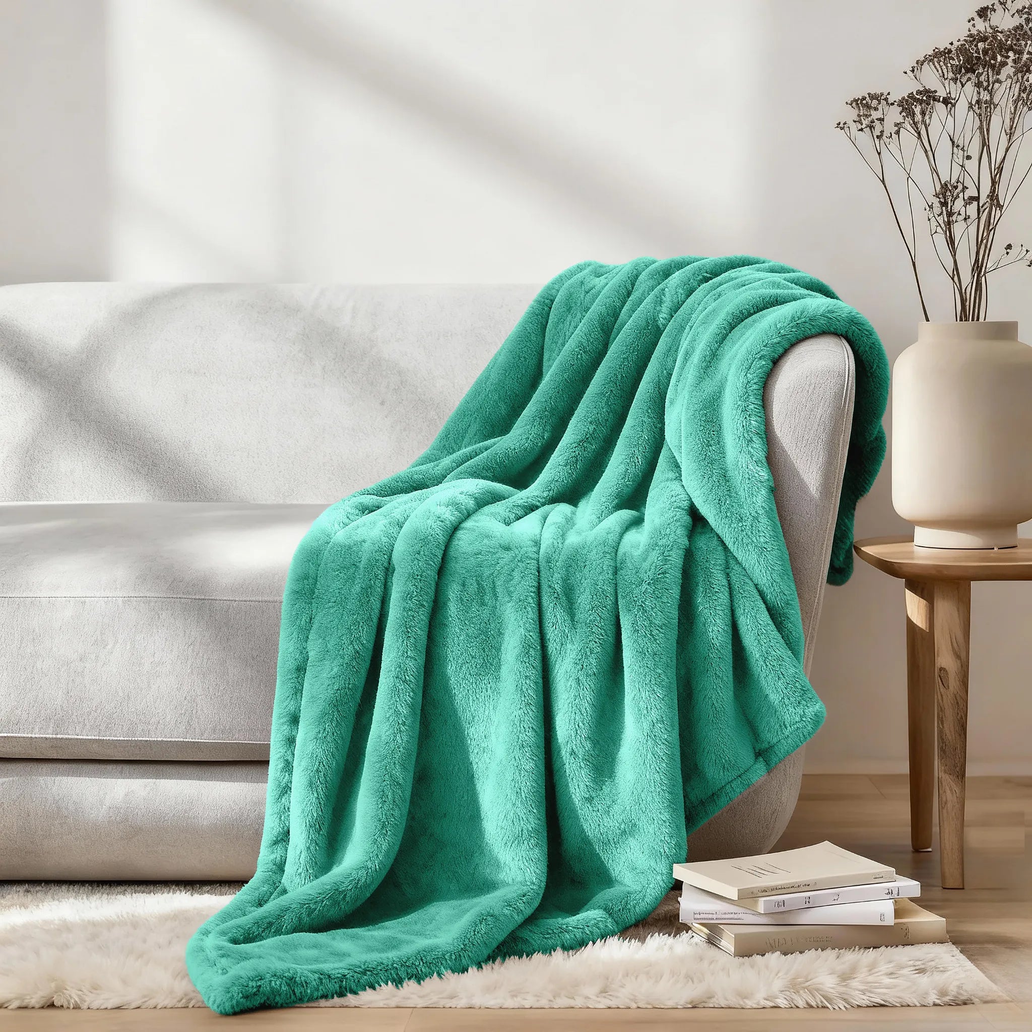 Fleece Plush Medium Weight Fluffy Soft Solid Decorative Blanket