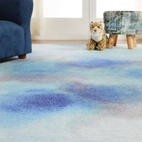 Superior Blossom Abstract Flatweave Indoor Area Rug - Cerulean Blue