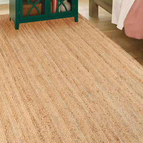 Handwoven Braided Jute Modern Farmhouse Reversible Indoor Area Rug 