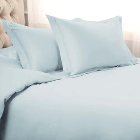 Superior Egyptian Cotton Solid All-Season Duvet Cover Set with Button Closure - Baby Blue