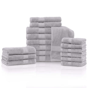 Rayon from Bamboo Cotton Blend Luxury Assorted 18 Piece Towel Set - Chrome