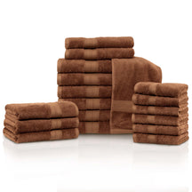 Rayon from Bamboo Cotton Blend Luxury Assorted 18 Piece Towel Set - Cocoa