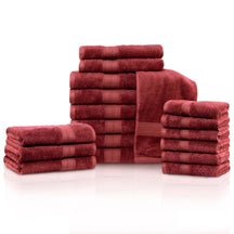 Rayon from Bamboo Cotton Blend Luxury Assorted 18 Piece Towel Set - Crimson