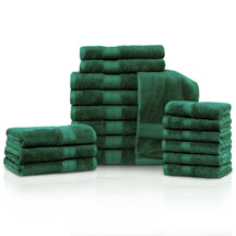 Rayon from Bamboo Cotton Blend Luxury Assorted 18 Piece Towel Set - Hunter Green