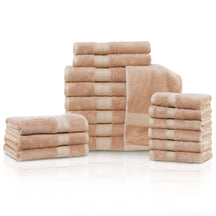 Rayon from Bamboo Cotton Blend Luxury Assorted 18 Piece Towel Set - Sand
