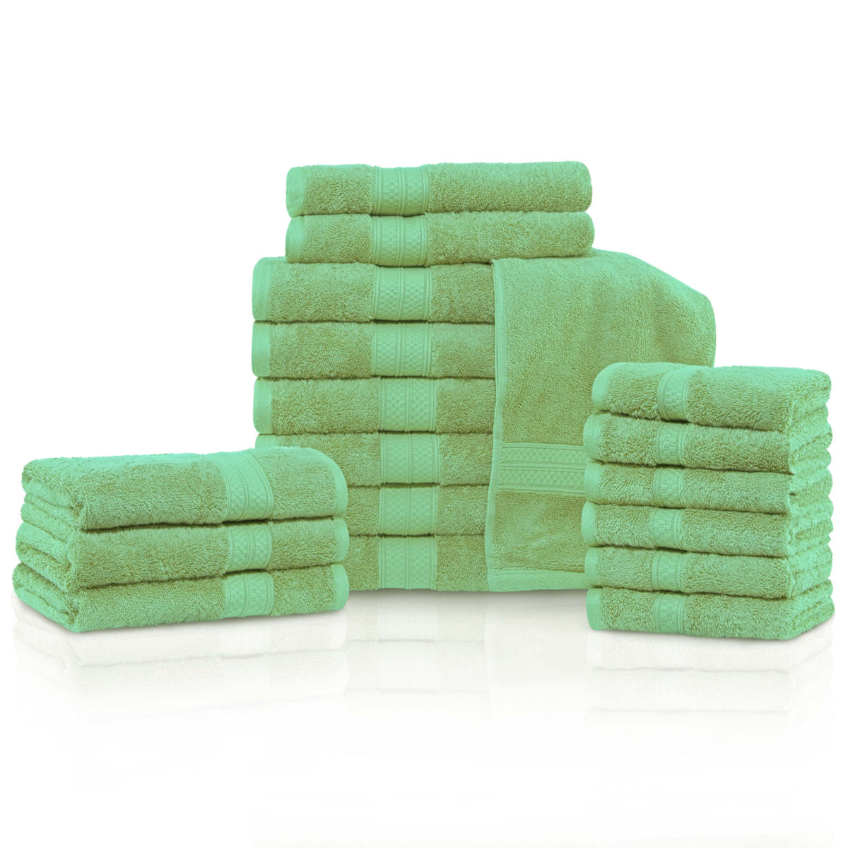 Rayon from Bamboo Cotton Blend Luxury Assorted 18 Piece Towel Set - Spring Green