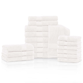 Rayon from Bamboo Cotton Blend Luxury Assorted 18 Piece Towel Set - White