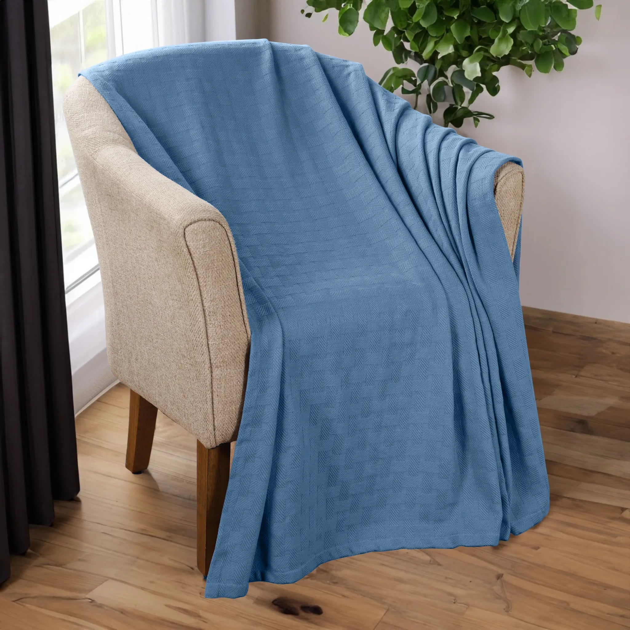Basketweave Classic Farmhouse All-Season Cotton Blanket - Blanket by Superior Brand