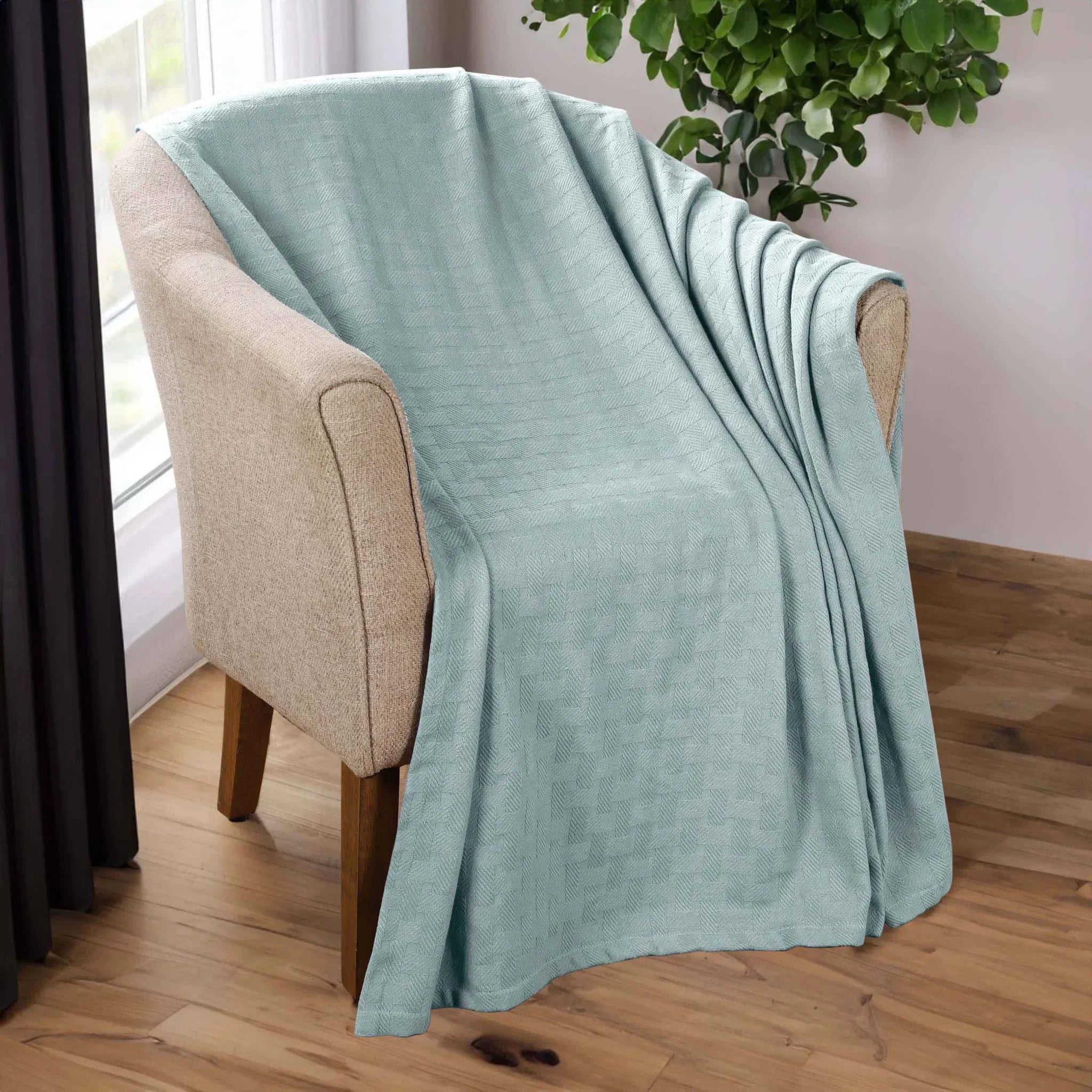 100% Cotton Thermal Blanket – Basketweave All-Season, Lightweight & Breathable - Blanket by Superior Brand