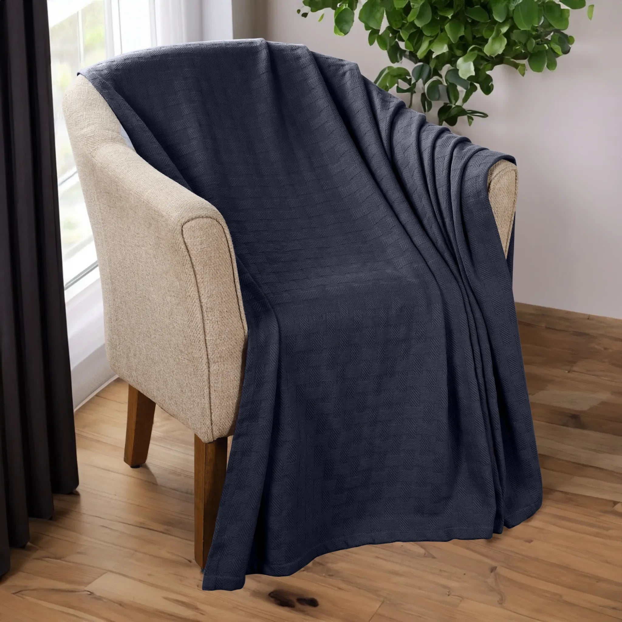 100% Cotton Thermal Blanket – Basketweave All-Season, Lightweight & Breathable - Blanket by Superior Brand