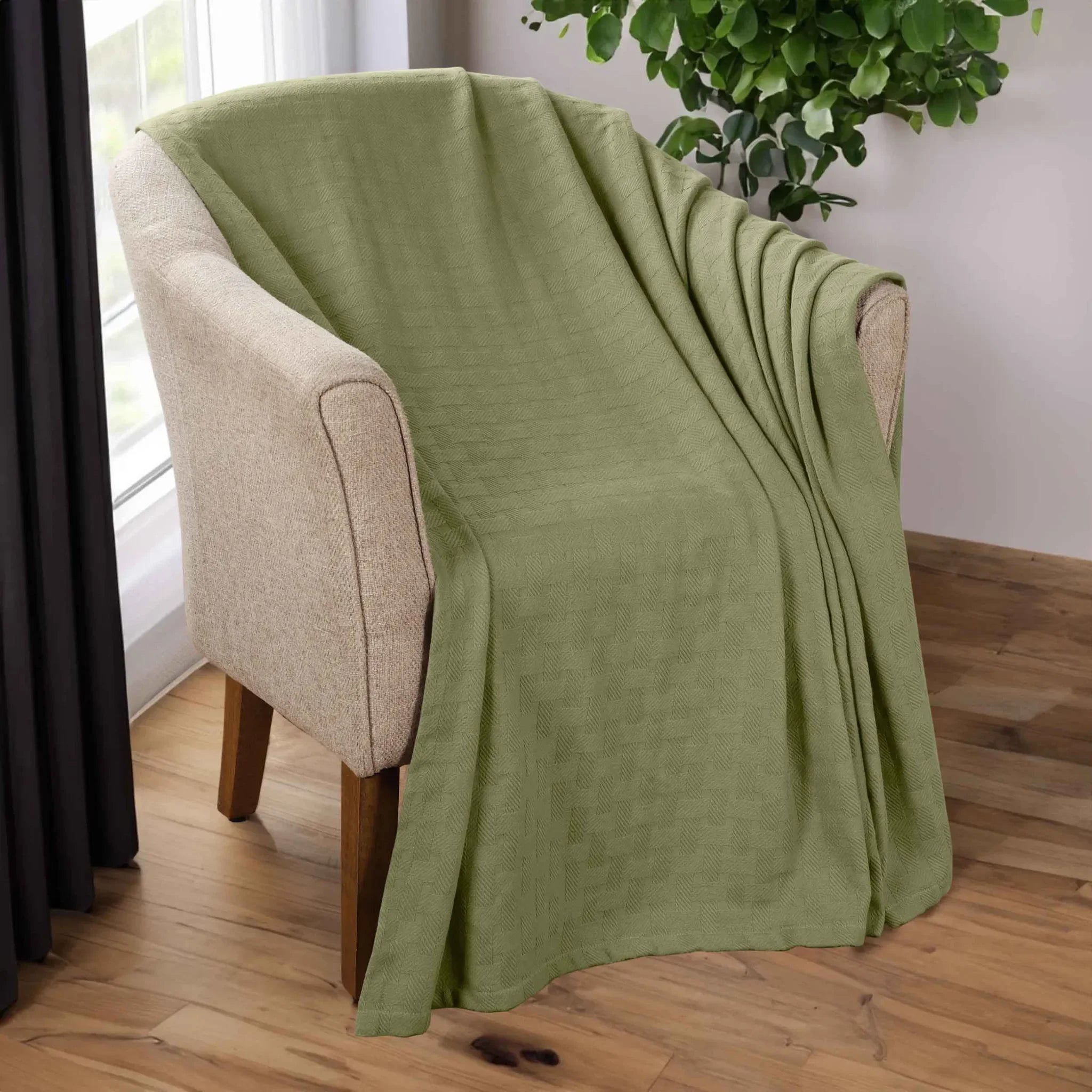 100% Cotton Thermal Blanket – Basketweave All-Season, Lightweight & Breathable - Blanket by Superior Brand