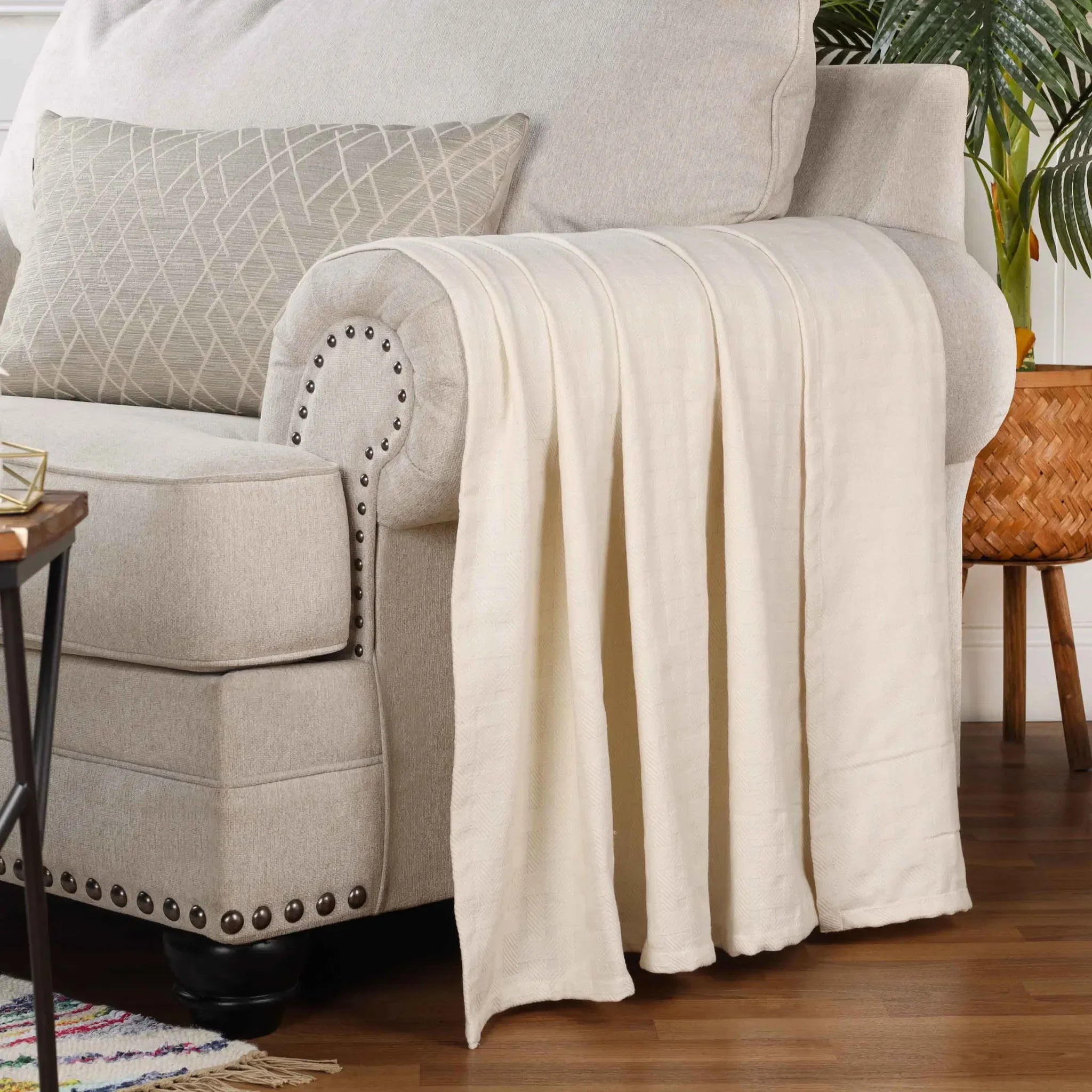 100% Cotton Thermal Blanket – Basketweave All-Season, Lightweight & Breathable - Blanket by Superior Brand