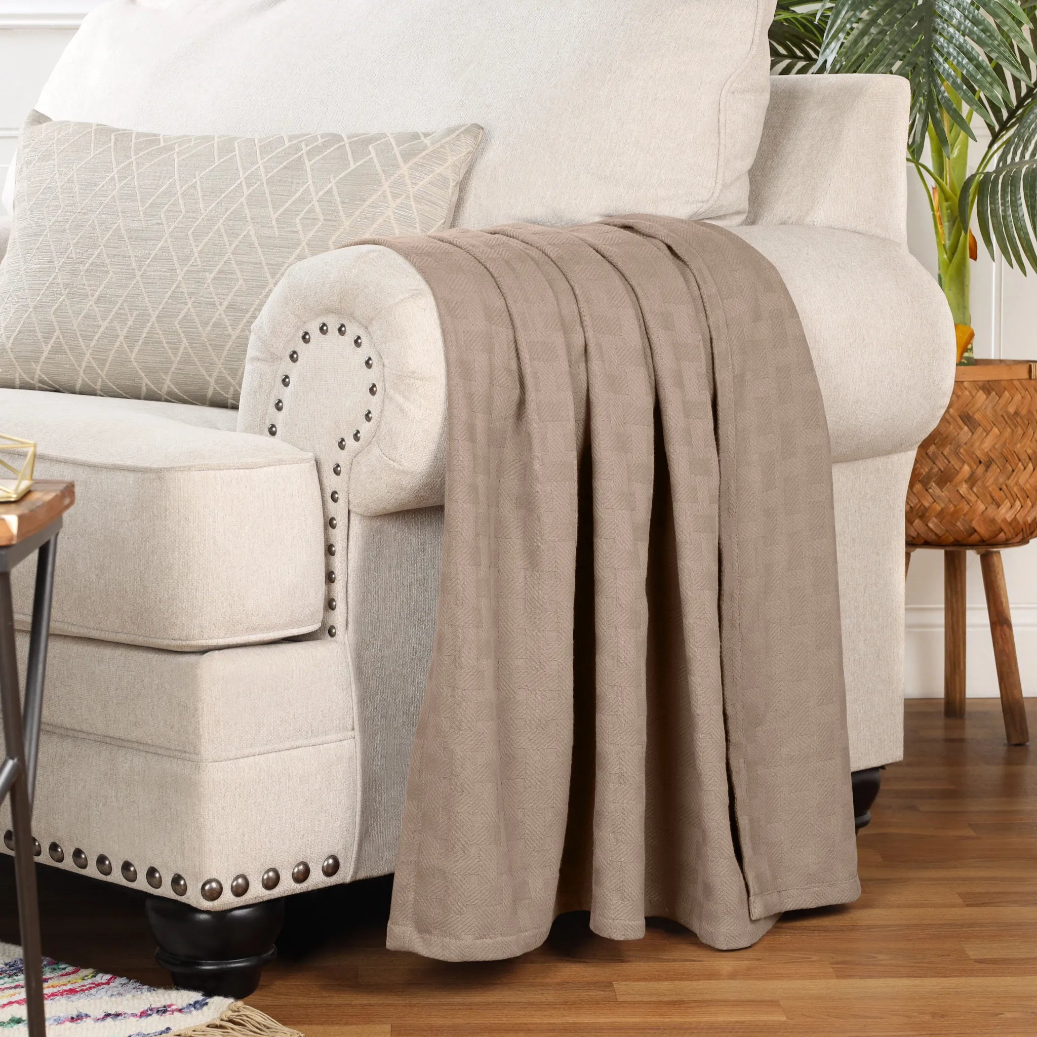 Basketweave Classic Farmhouse All-Season Cotton Blanket - Blanket by Superior Brand