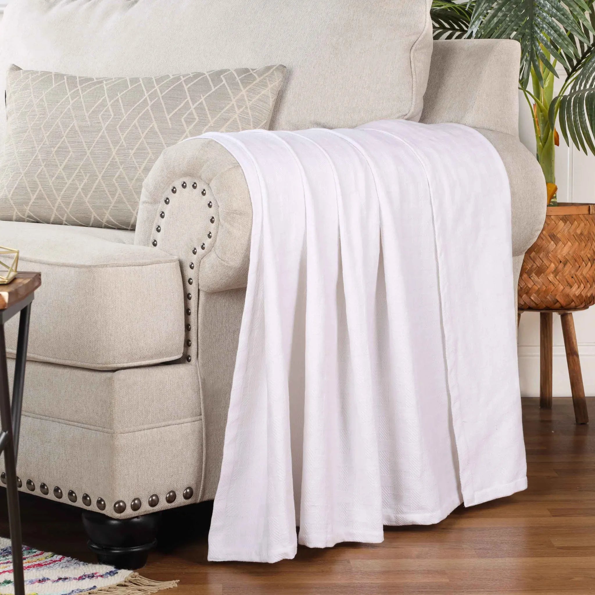 Basketweave Classic Farmhouse All-Season Cotton Blanket - Blanket by Superior Brand