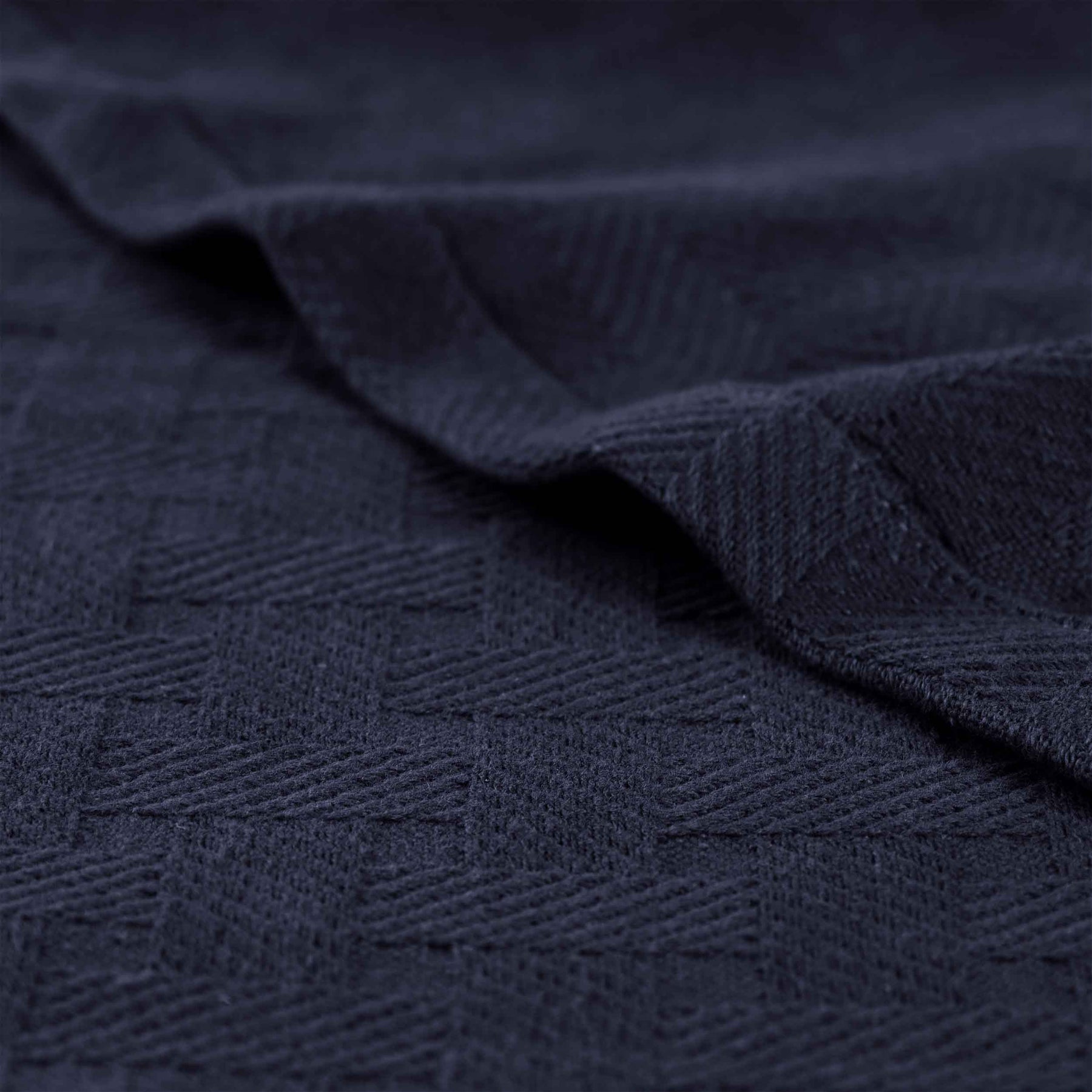 Basketweave All Season Cotton Blanket - Navy Blue