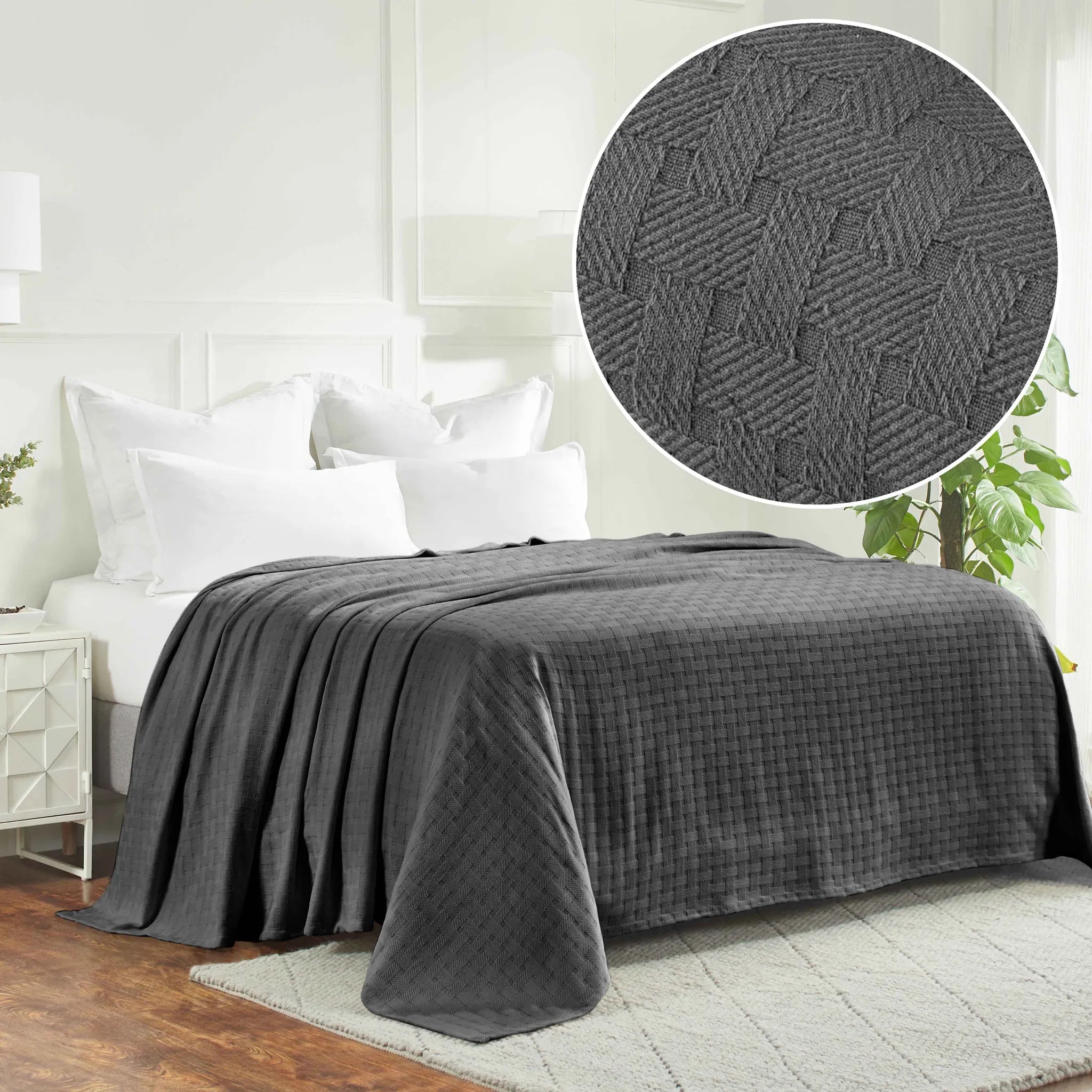 Basketweave Classic Farmhouse All-Season Cotton Blanket - Blanket by Superior Brand