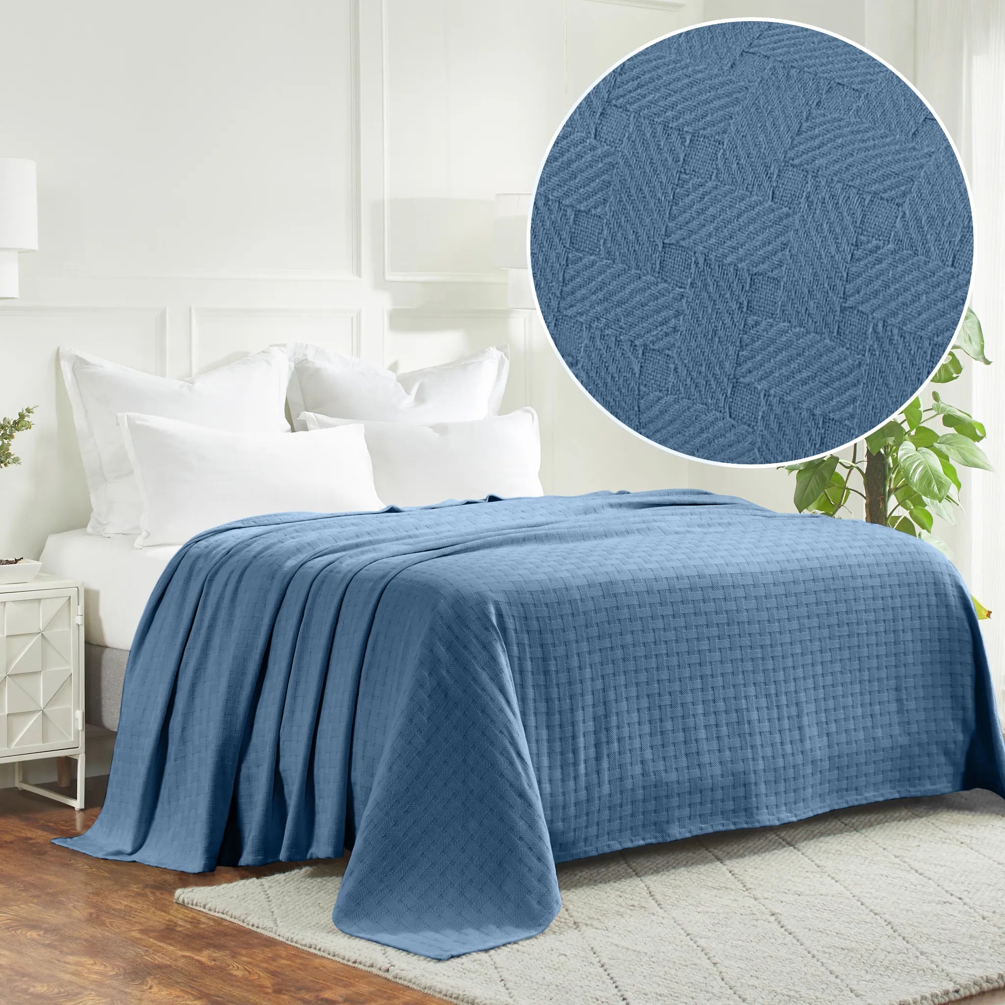 Basketweave Classic Farmhouse All-Season Cotton Blanket - Blanket by Superior Brand