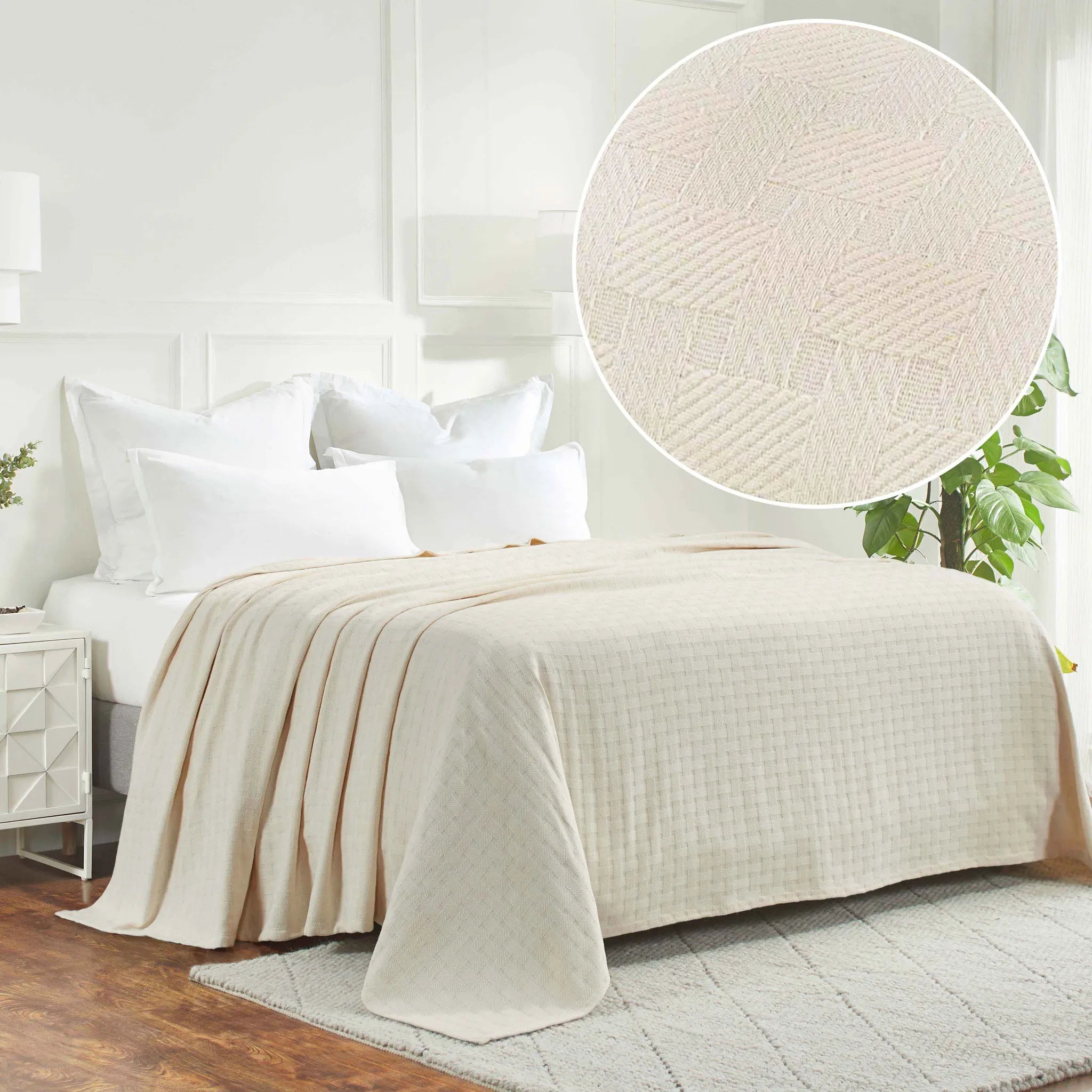 Basketweave Classic Farmhouse All-Season Cotton Blanket - Blanket by Superior Brand