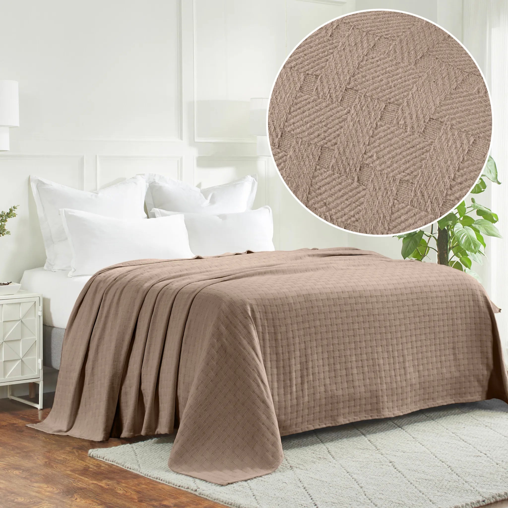 Basketweave Classic Farmhouse All-Season Cotton Blanket - Blanket by Superior Brand