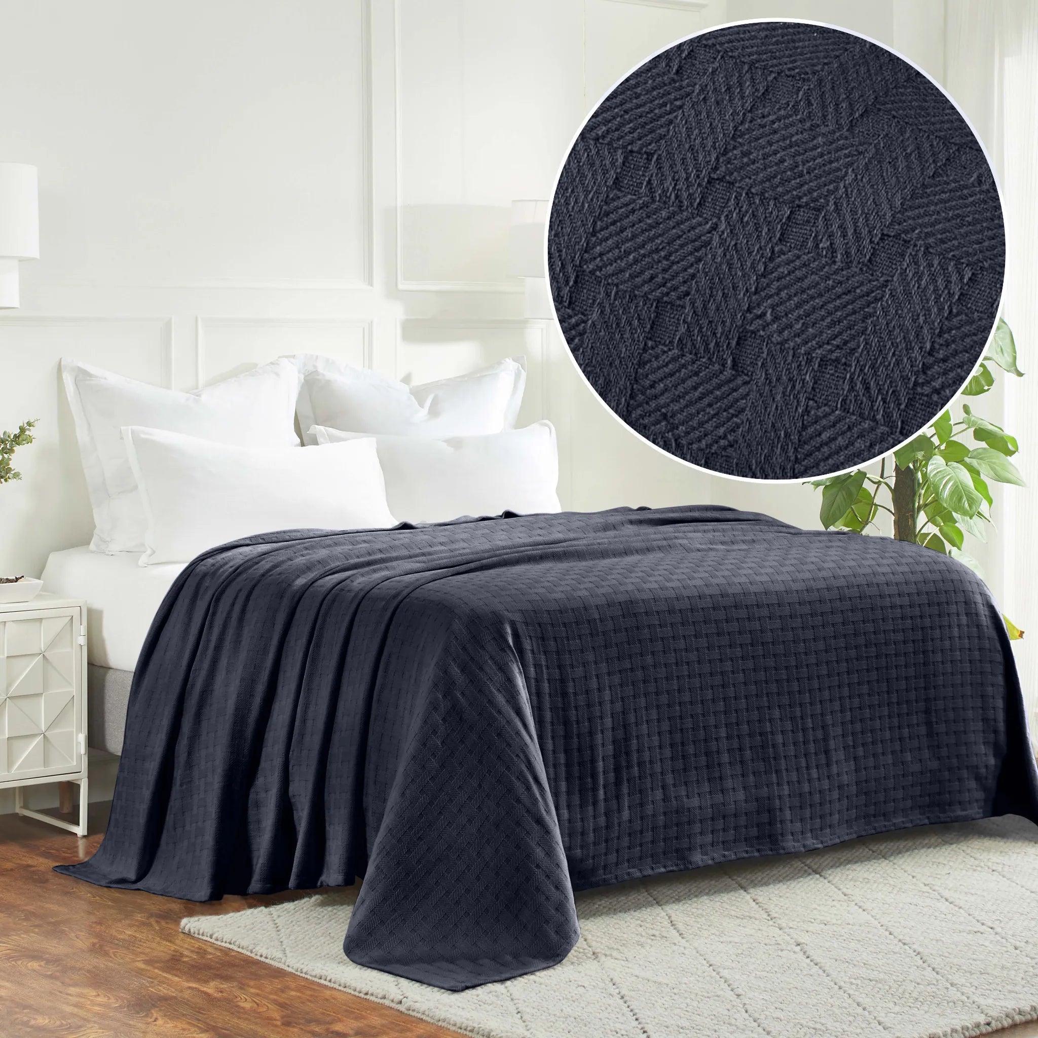 Basketweave Classic Farmhouse All-Season Cotton Blanket - Blanket by Superior Brand