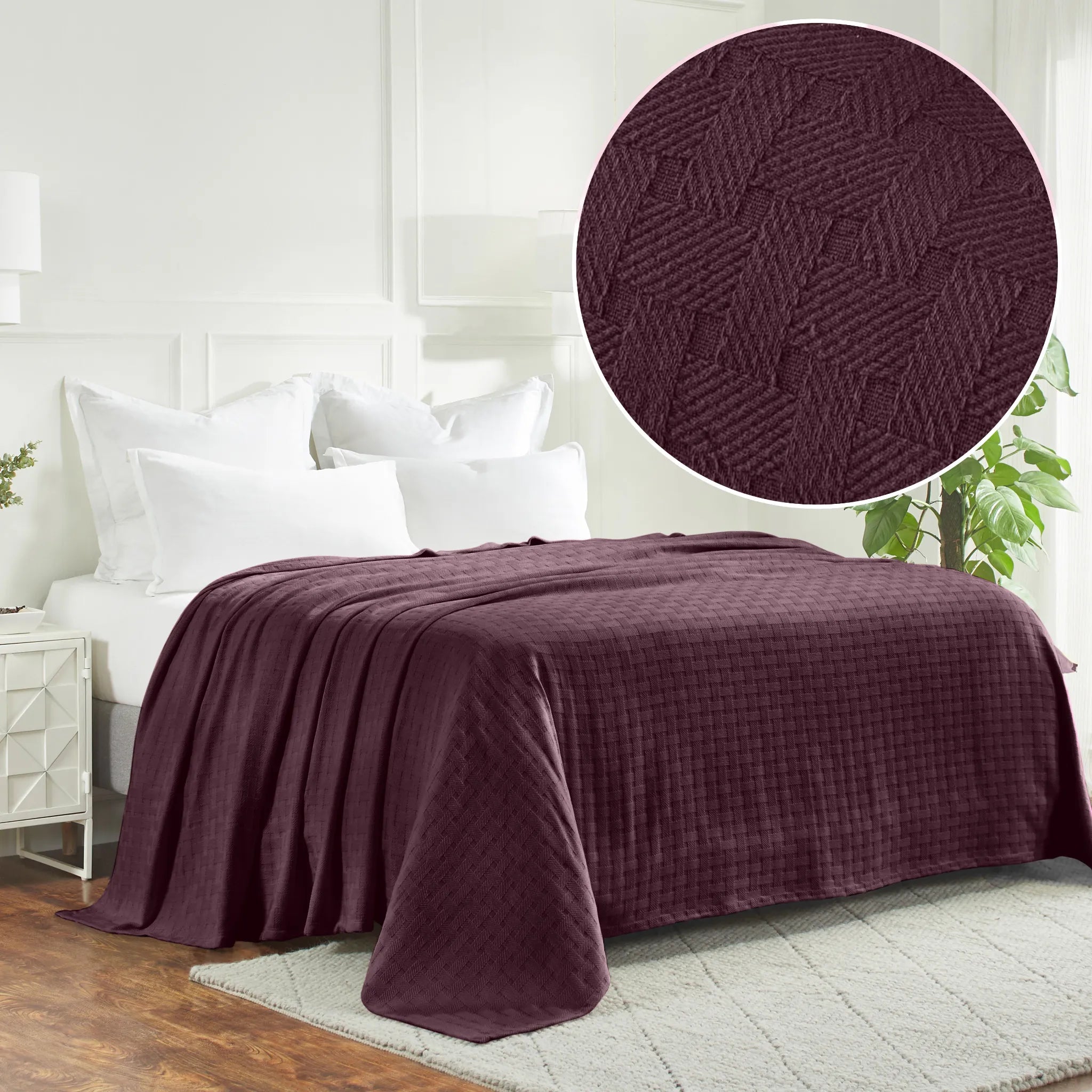 Basketweave Classic Farmhouse All-Season Cotton Blanket - Blanket by Superior Brand