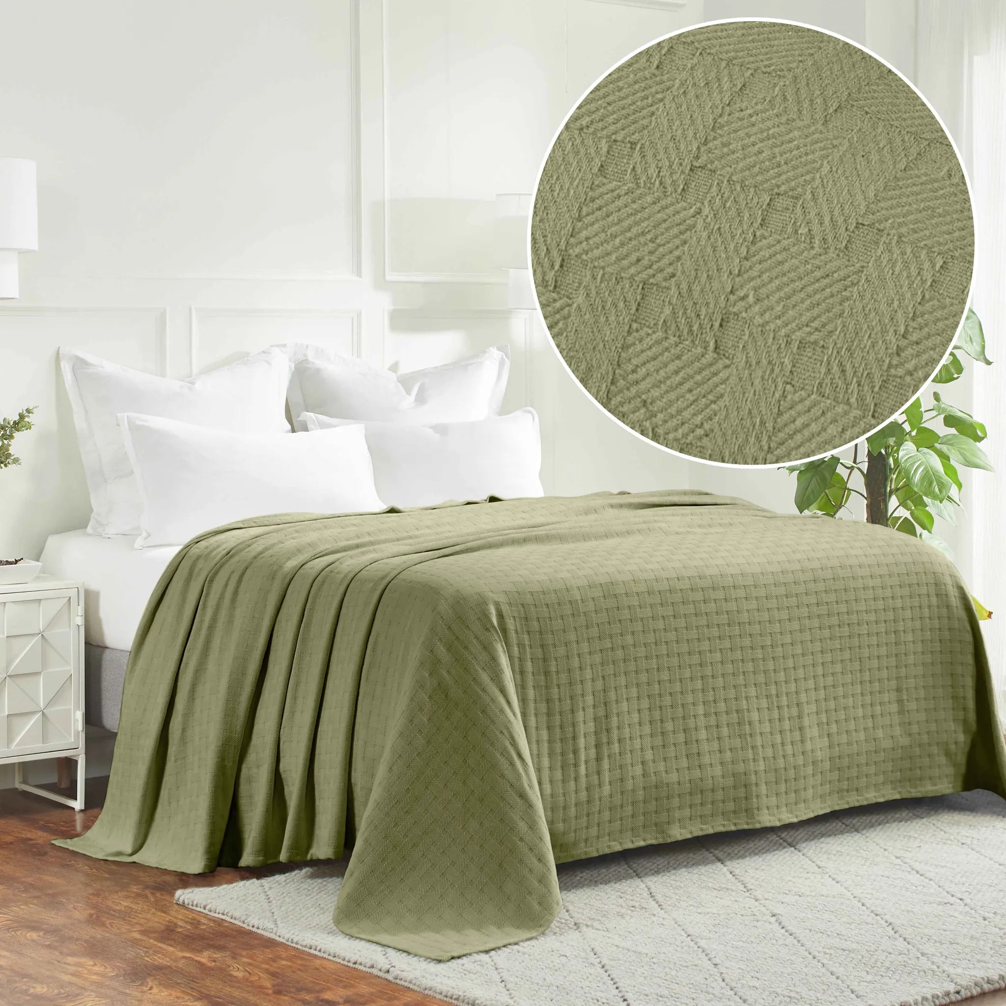 Basketweave Classic Farmhouse All-Season Cotton Blanket - Blanket by Superior Brand