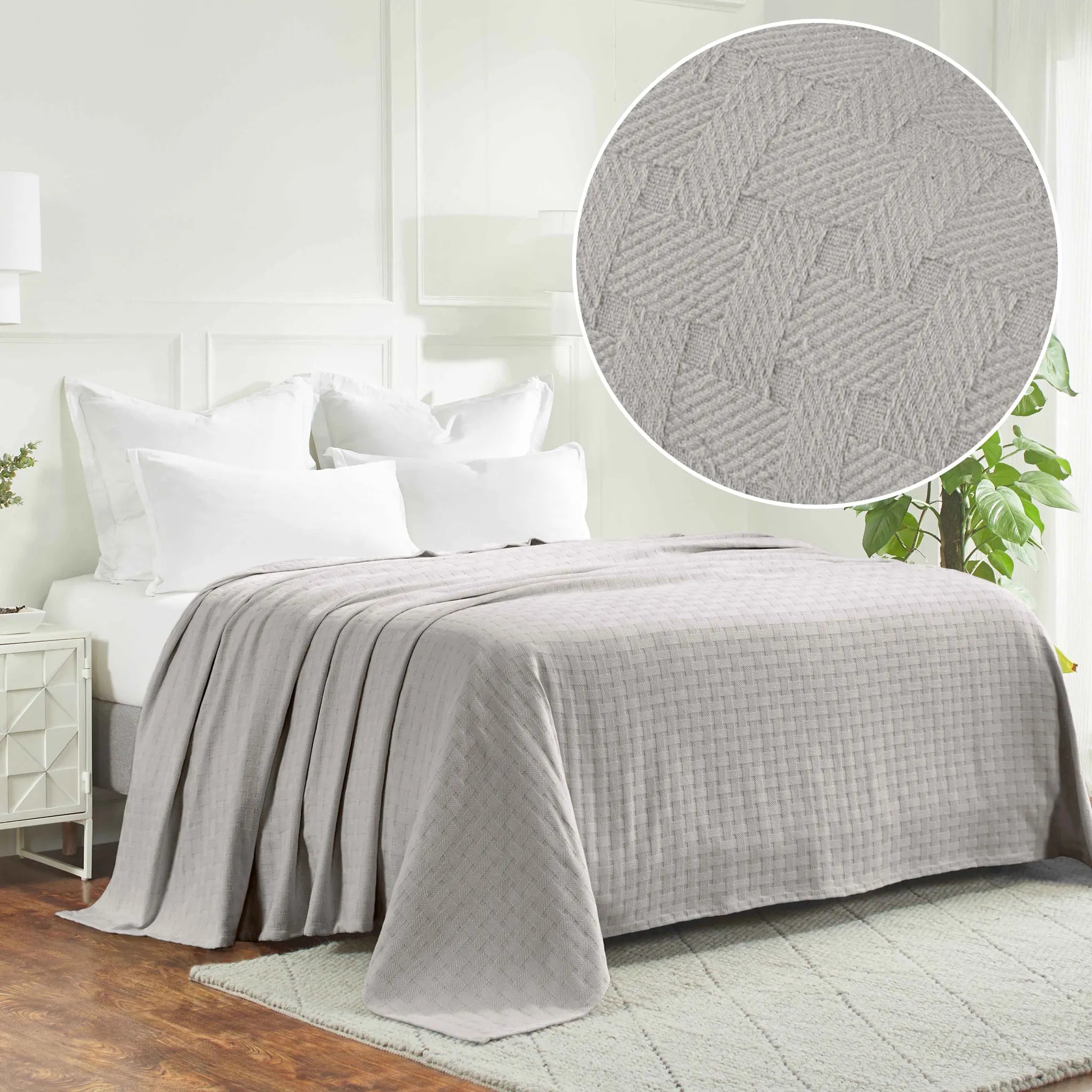 Basketweave Classic Farmhouse All-Season Cotton Blanket - Blanket by Superior Brand