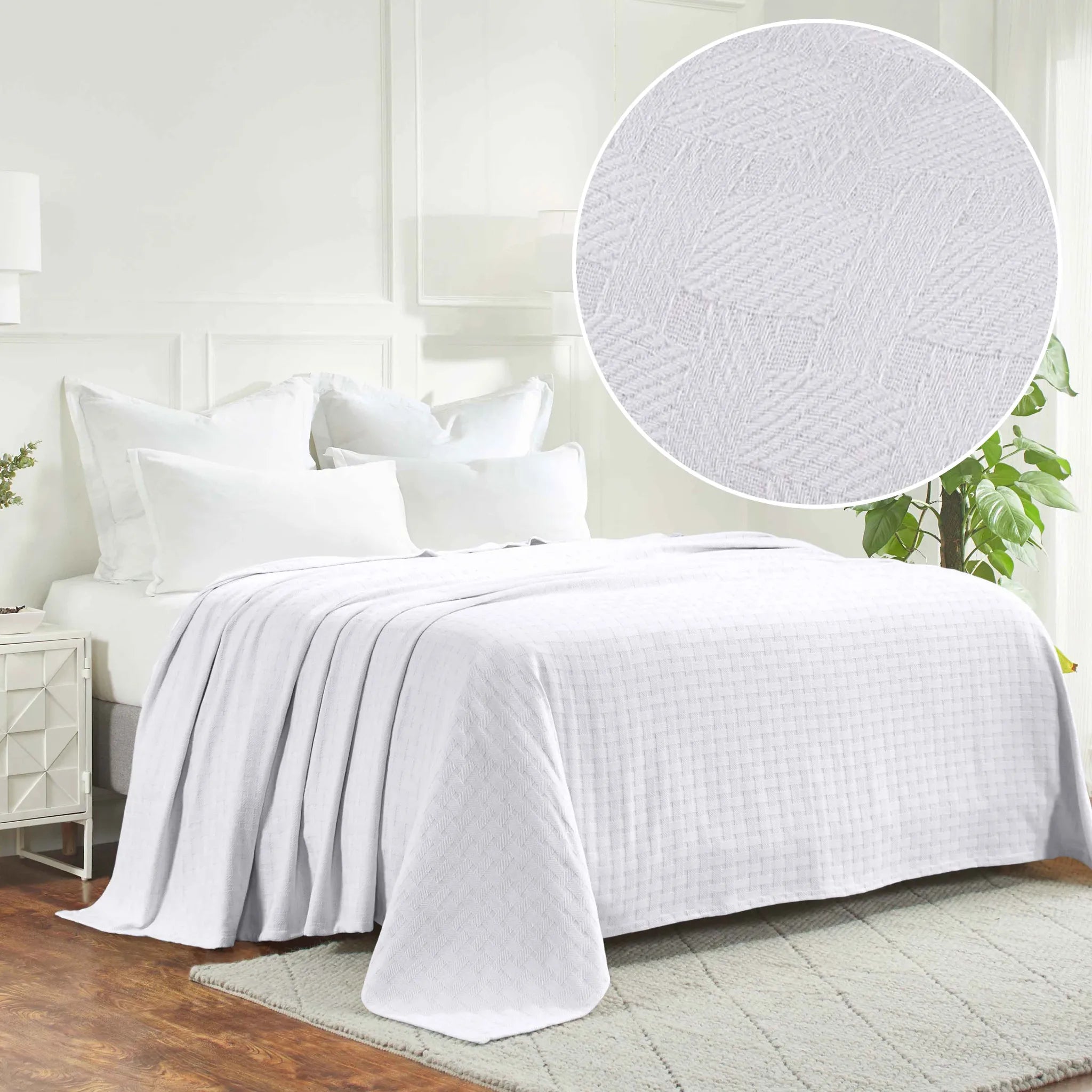 Basketweave Classic Farmhouse All-Season Cotton Blanket - Blanket by Superior Brand