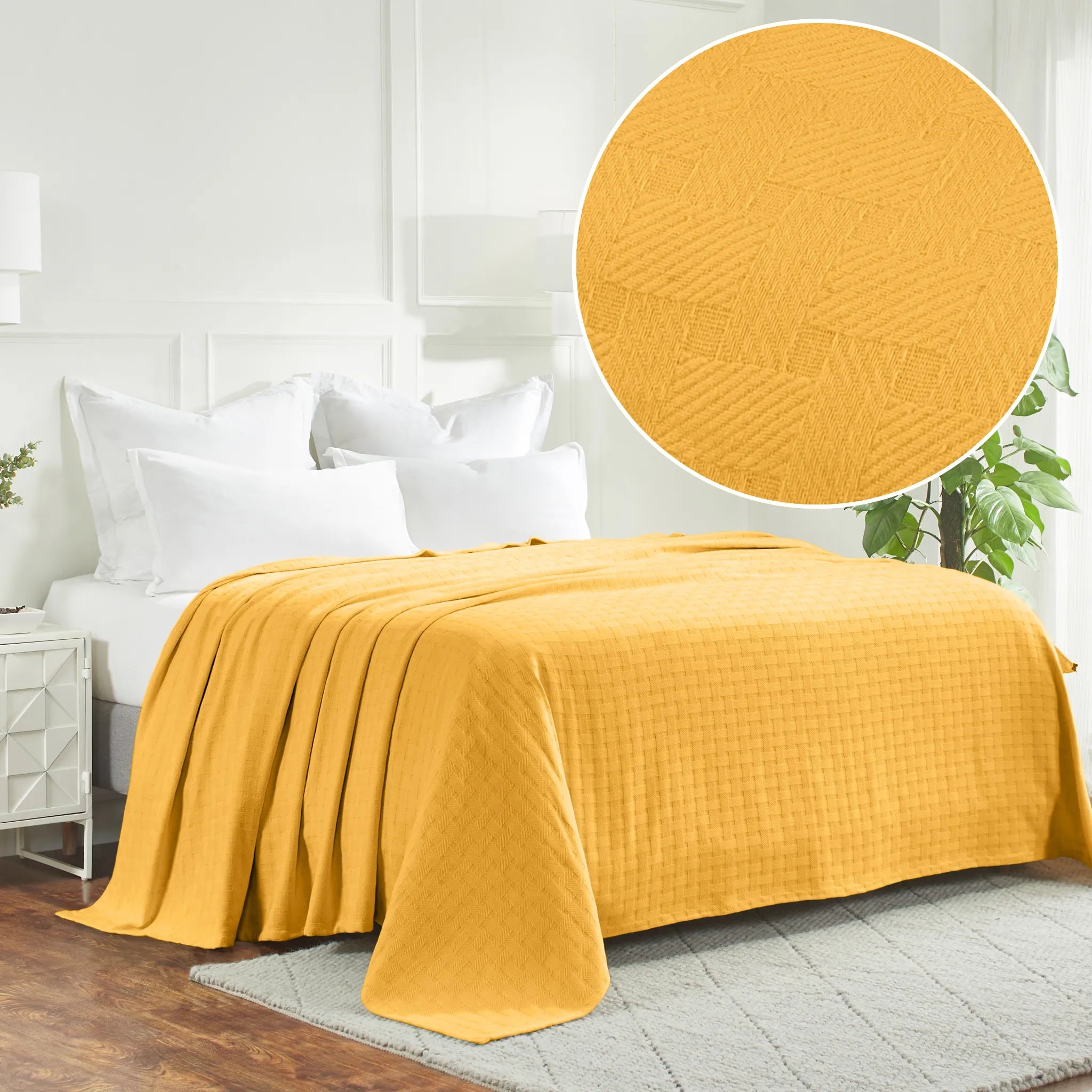 Basketweave Classic Farmhouse All-Season Cotton Blanket - Blanket by Superior Brand
