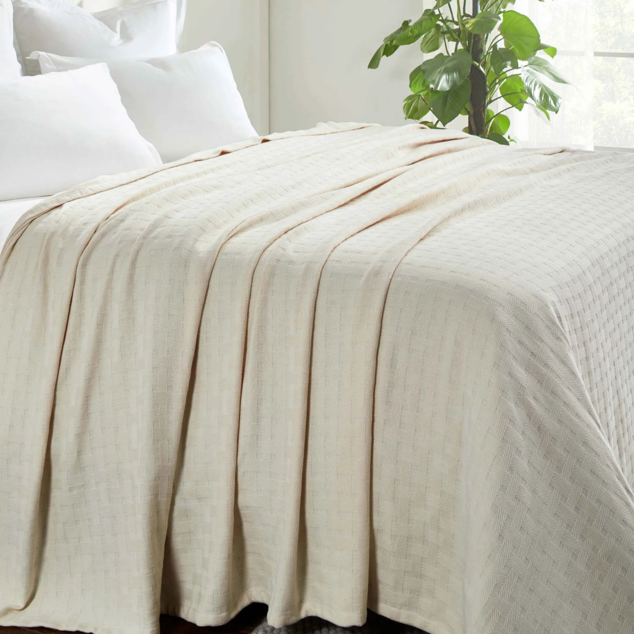 Basketweave Classic Farmhouse All-Season Cotton Blanket - Blanket by Superior Brand
