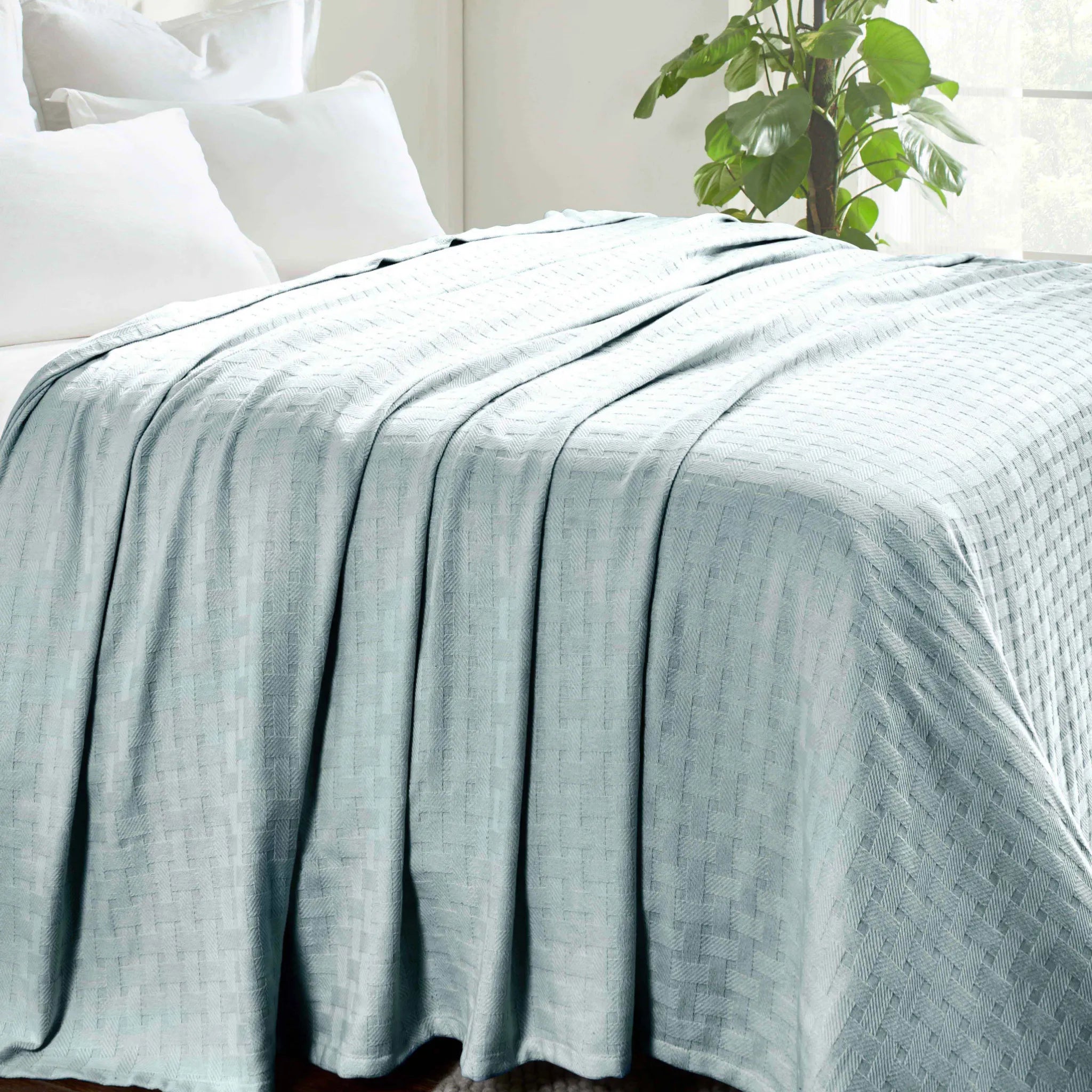 Basketweave Classic Farmhouse All-Season Cotton Blanket - Blanket by Superior Brand