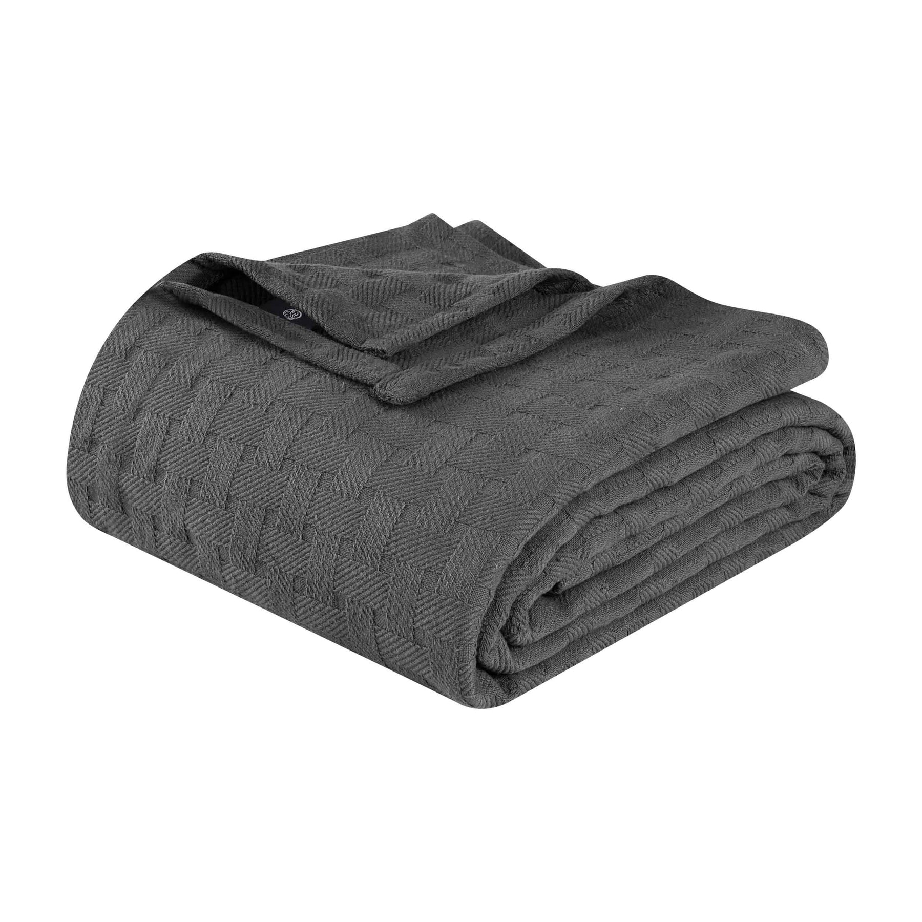 Basketweave All Season Cotton Blanket - Charcoal