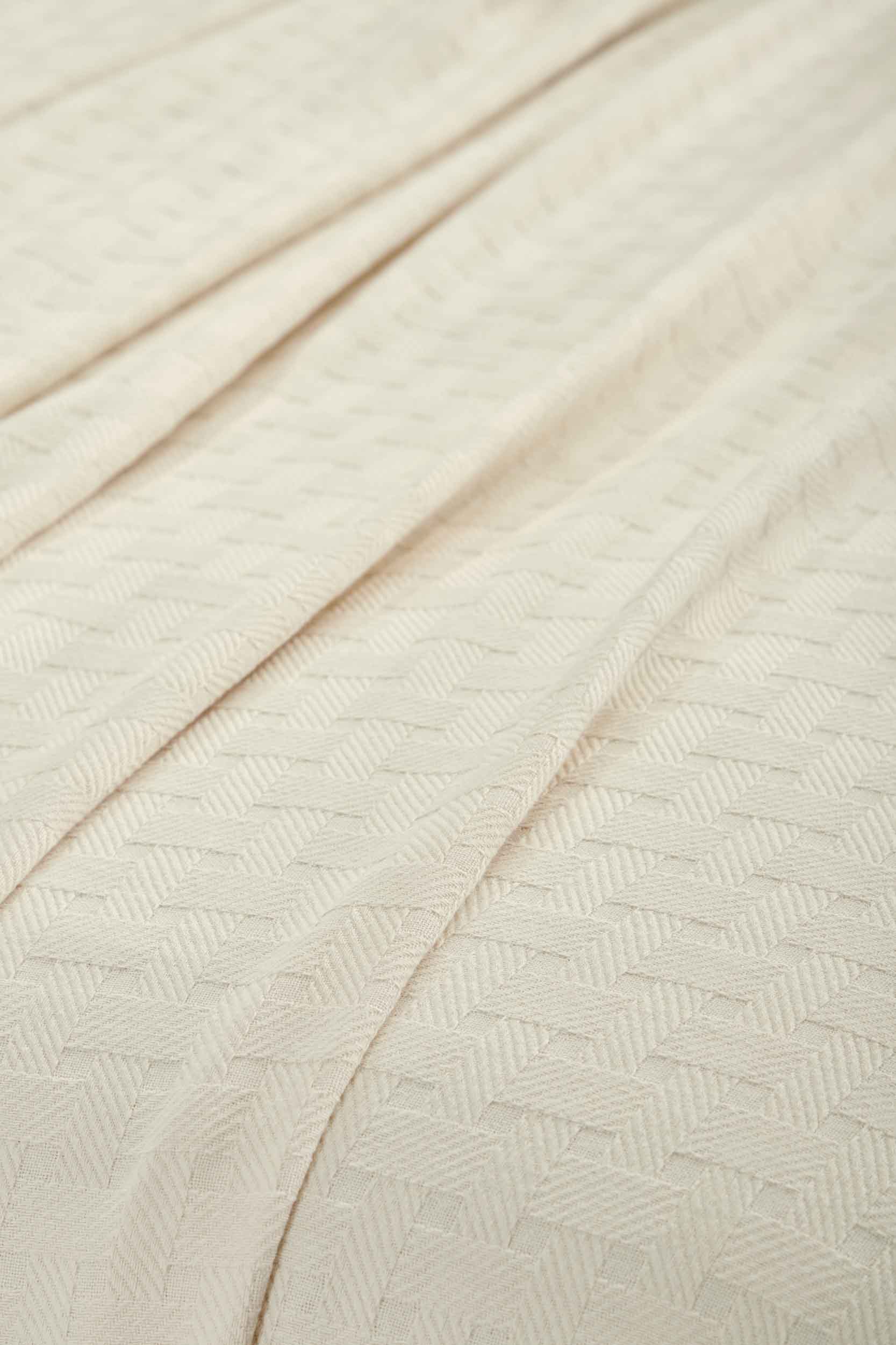 Basketweave All Season Cotton Blanket - Ivory