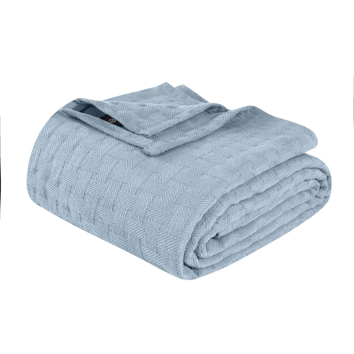 Basketweave All Season Cotton Blanket - Light Blue