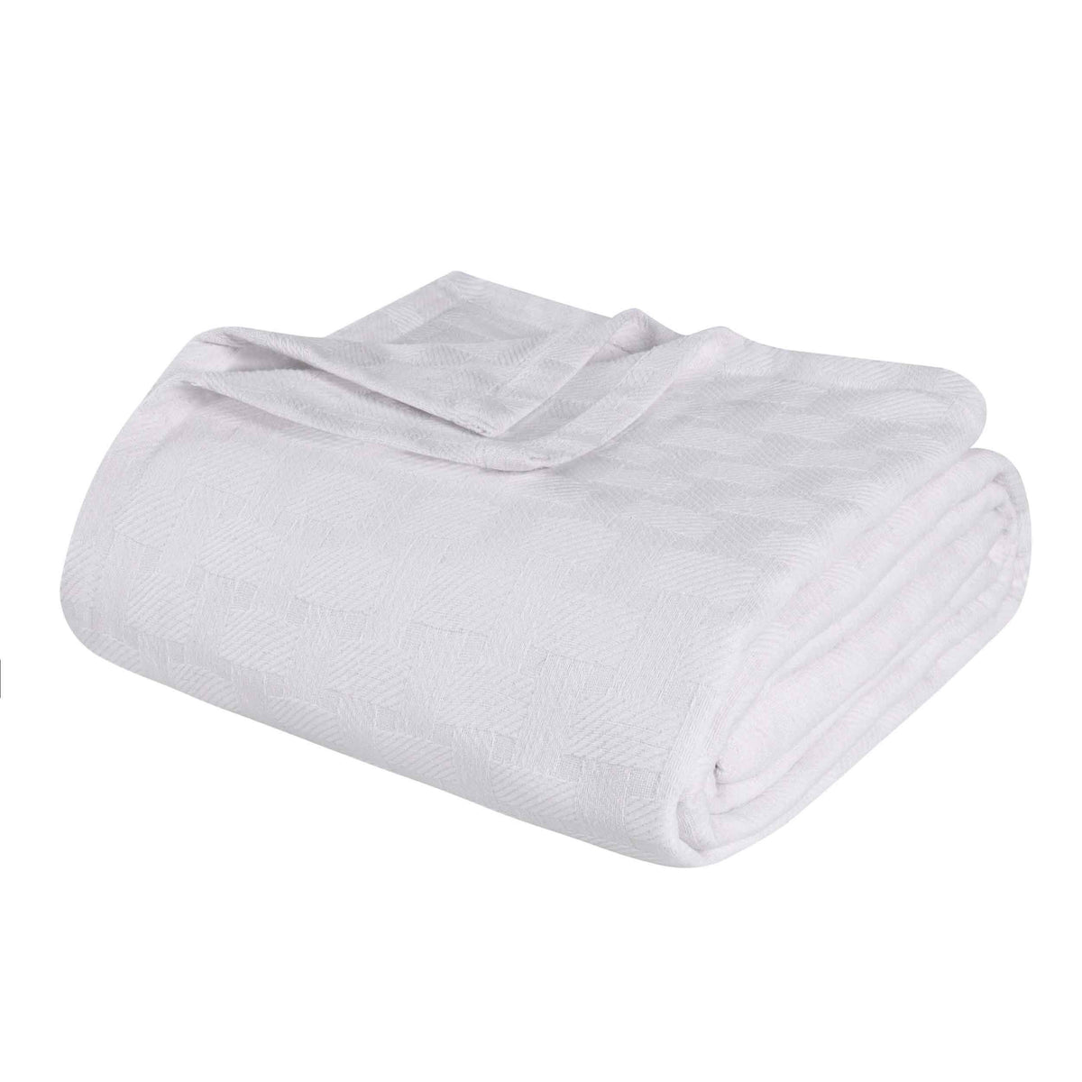 Basketweave All Season Cotton Blanket - White
