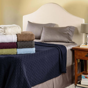 Basket Weave All Season Woven Cotton Blanket