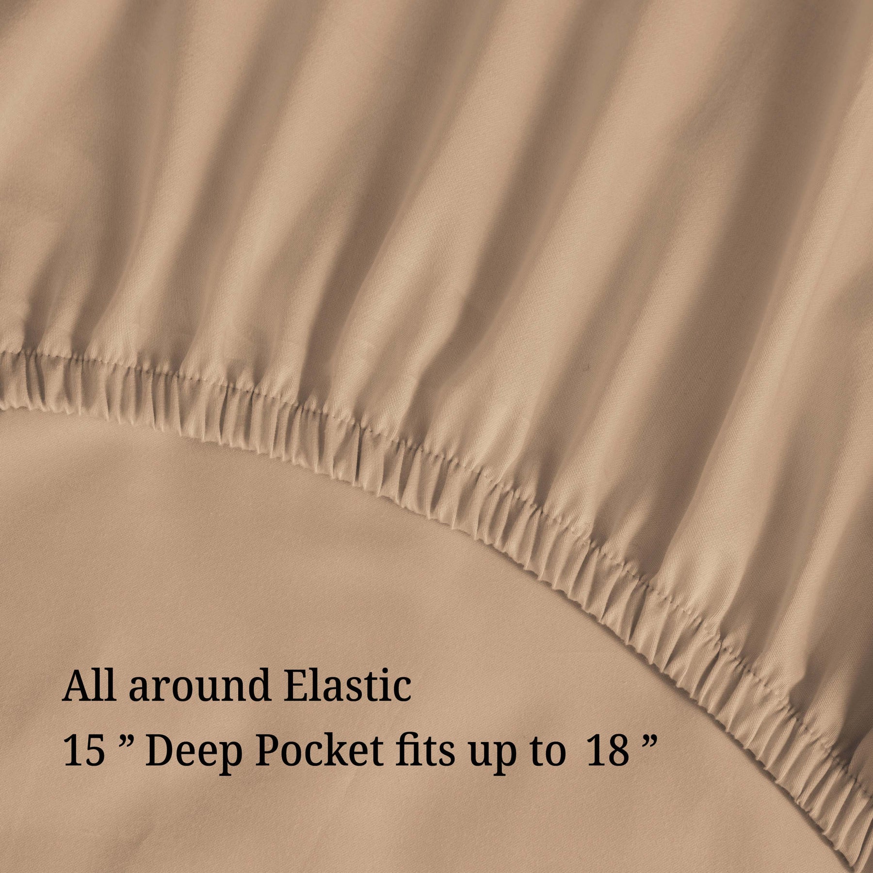 Egyptian Cotton 300 Thread Count Solid Deep Pocket Sheet Set - Beige