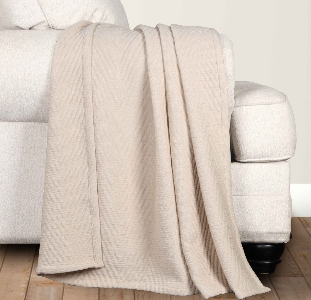 Aswan Cotton Medium Weight Textured Modern Chevron Woven Coverlet - Coverlet by Superior