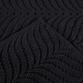 Chevron Zero Twist Cotton Solid and Jacquard Bath Sheet - Black