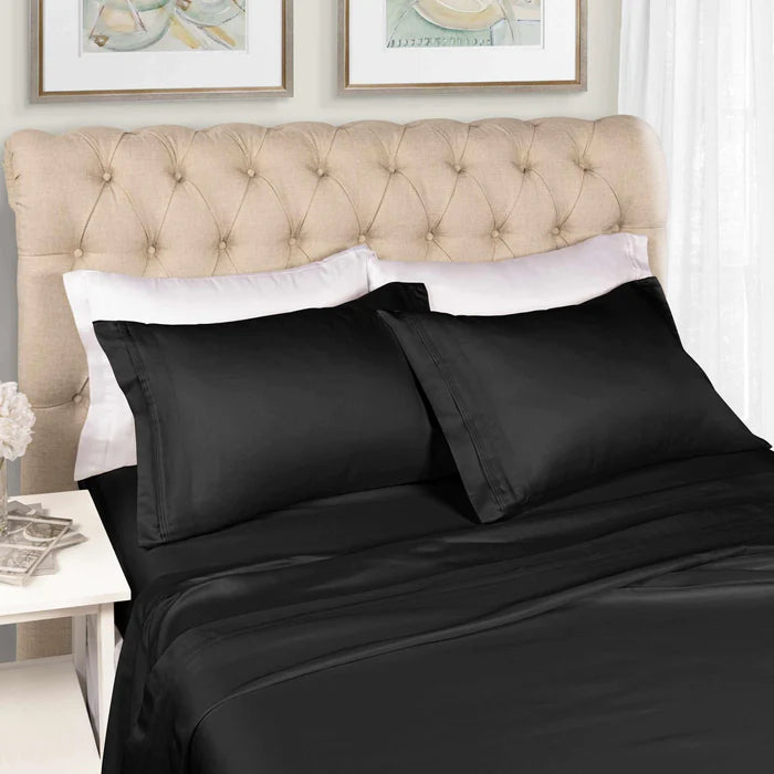 Egyptian Cotton 700 Thread Count Eco Friendly Solid Sheet Set - Black