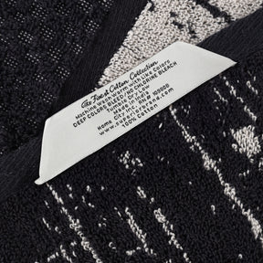 Lodie Cotton Plush Soft Jacquard Two-Toned 3 Piece Assorted Towel Set - Black-Ivory