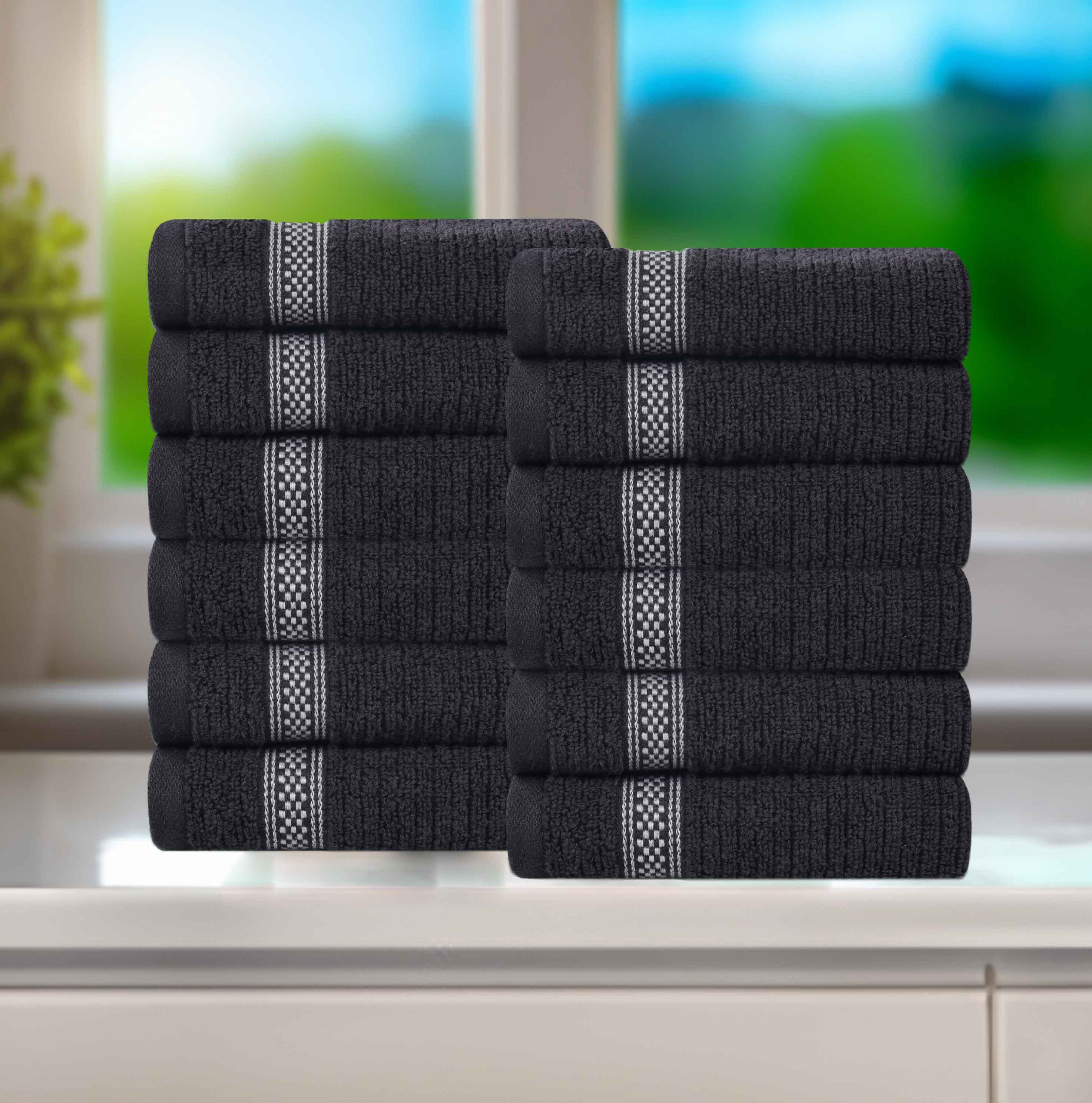 Brea Zero-Twist Cotton Ribbed Face Towel Set 12 Piece - Face Towel by Superior Brand