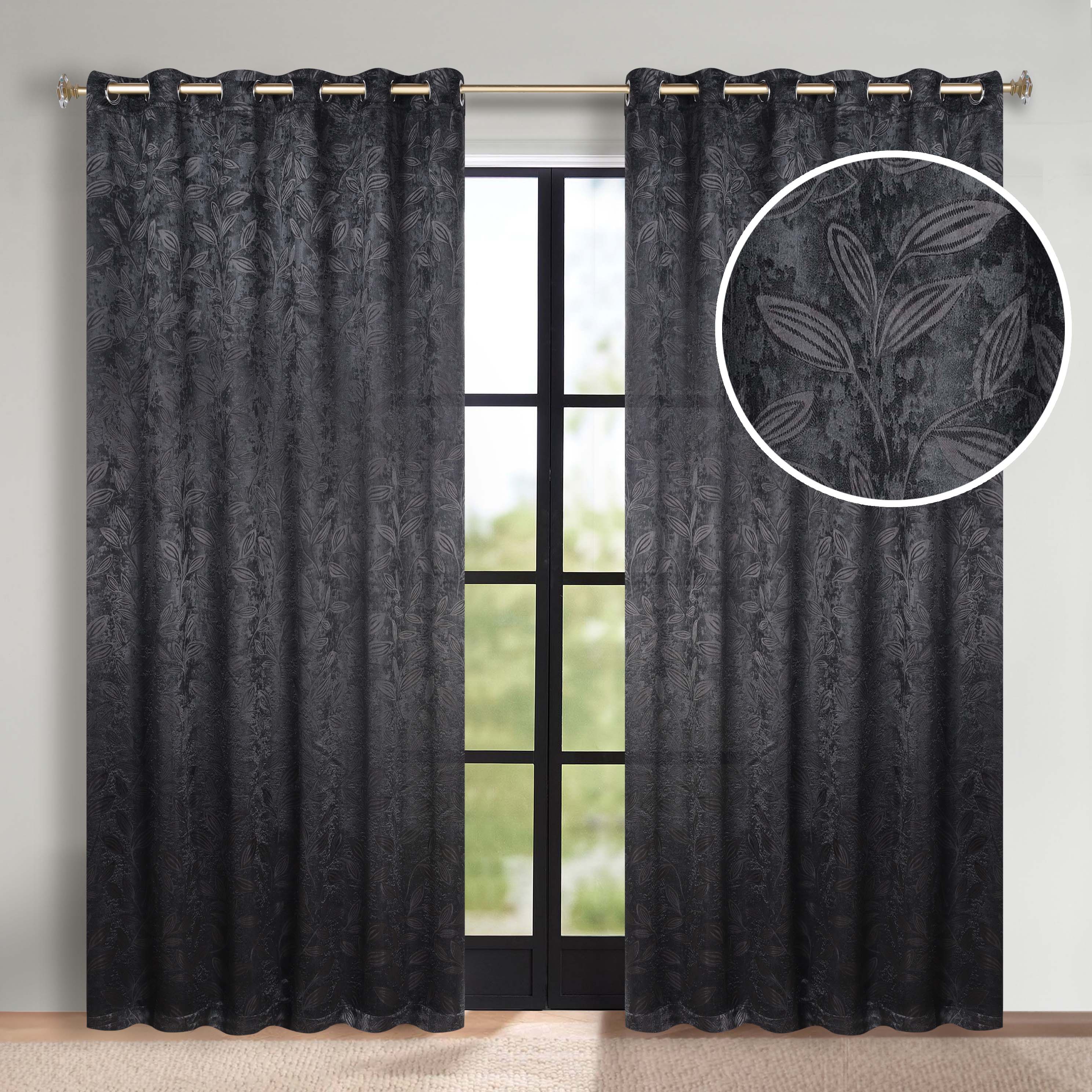 Leaves Room Darkening Grommet Blackout Curtain Panels, Set of 2 - Blackout Curtains by Superior Brand