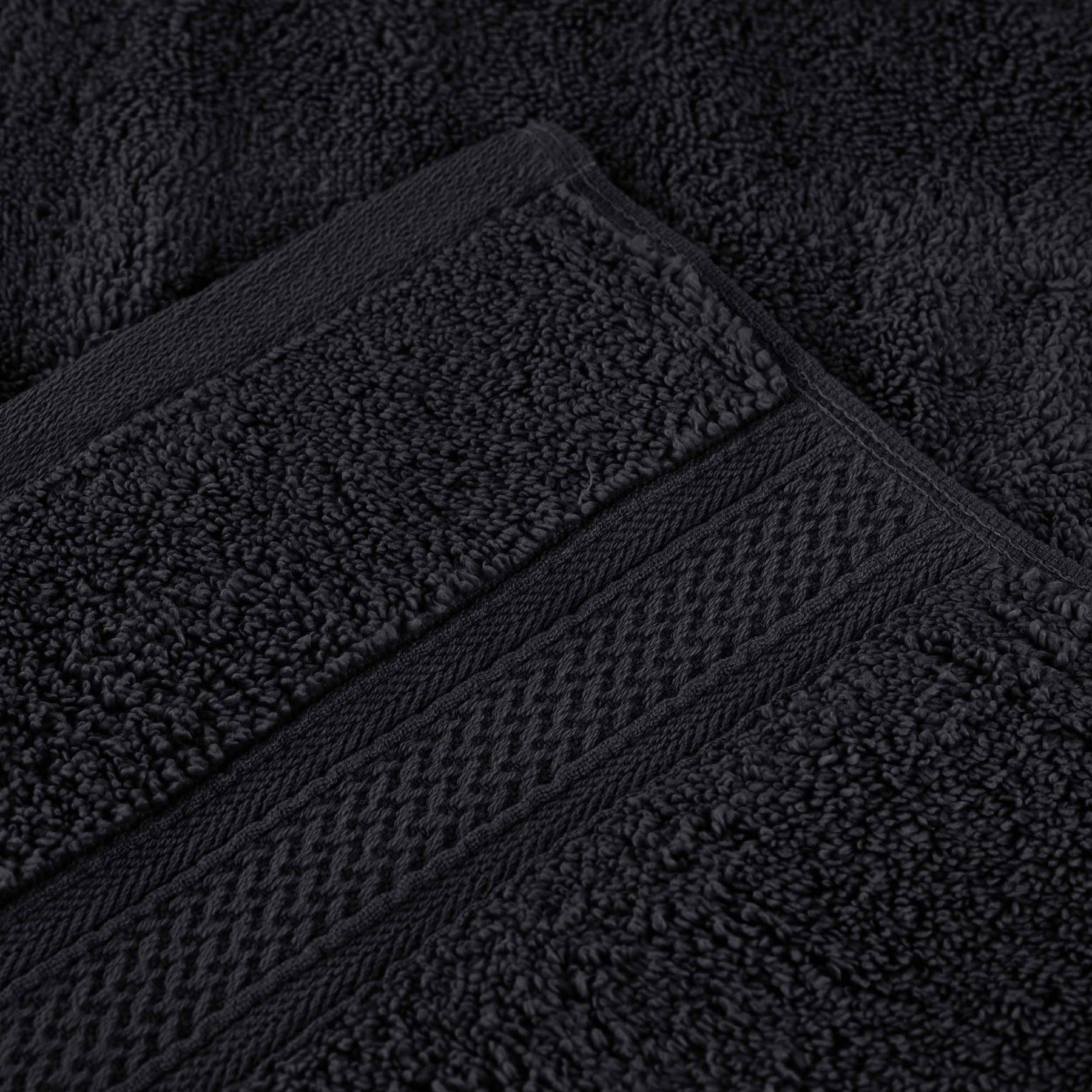 Chevron Zero Twist Cotton Solid and Jacquard Hand Towel - Black