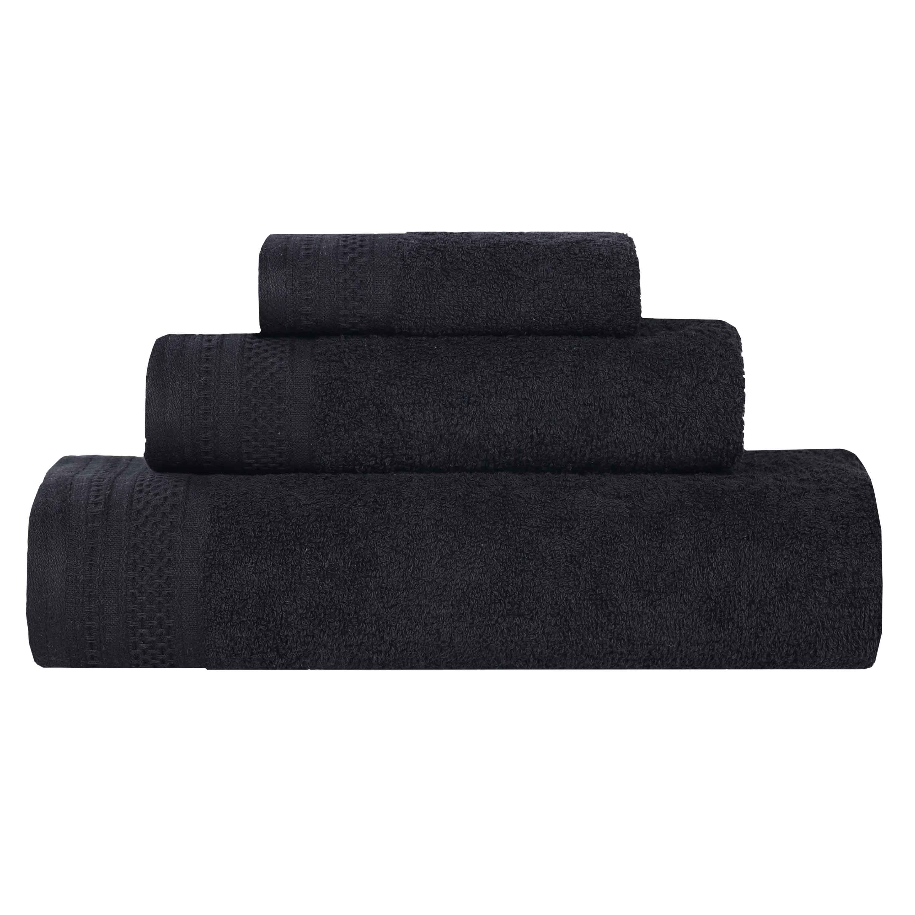 Honeycomb Textured Waffle Border Cotton 3 Piece Towel Set - Towel Set by Superior Brand